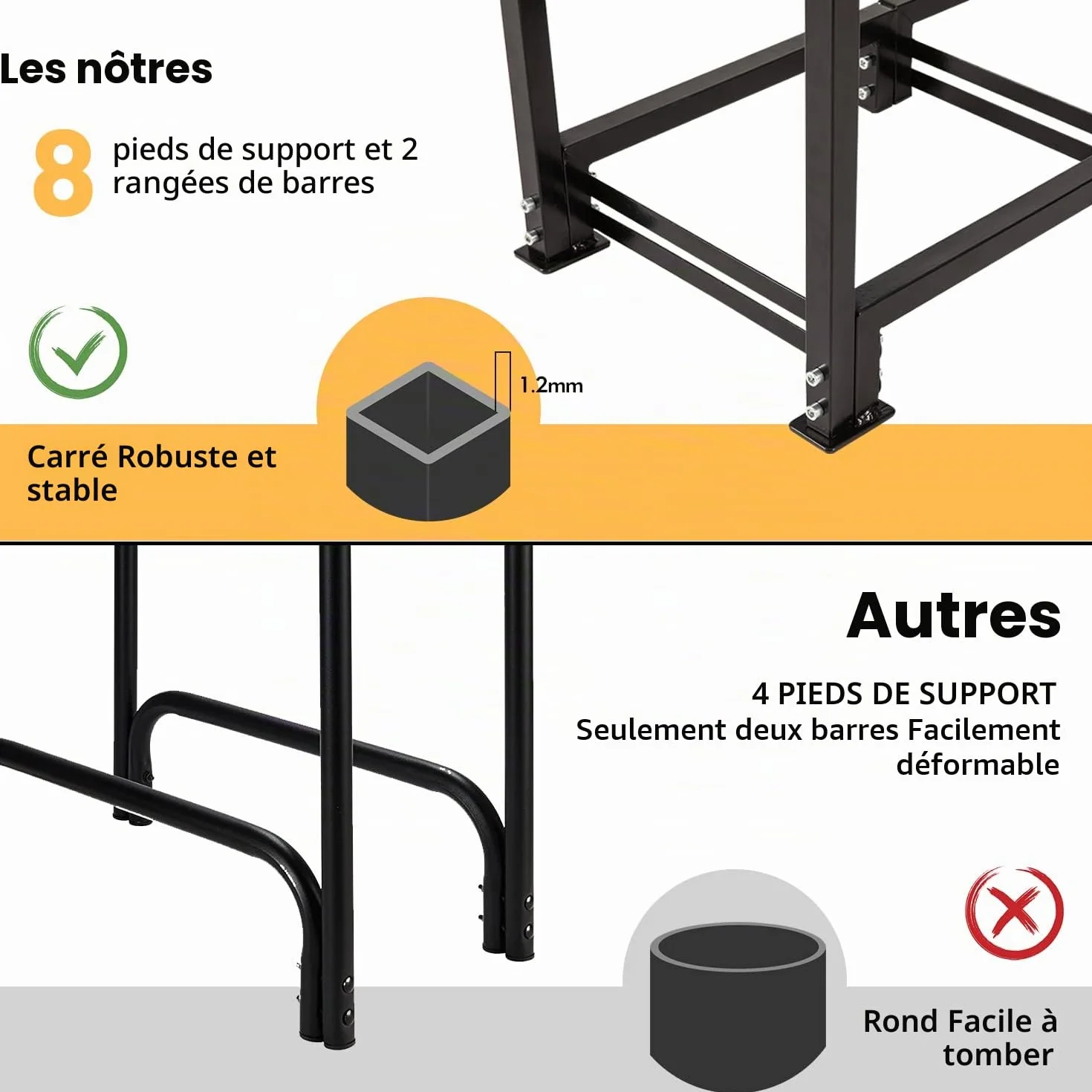 NALONE Support de bois de chauffage d'extérieur 120CM avec housse imperméable et sac de transport