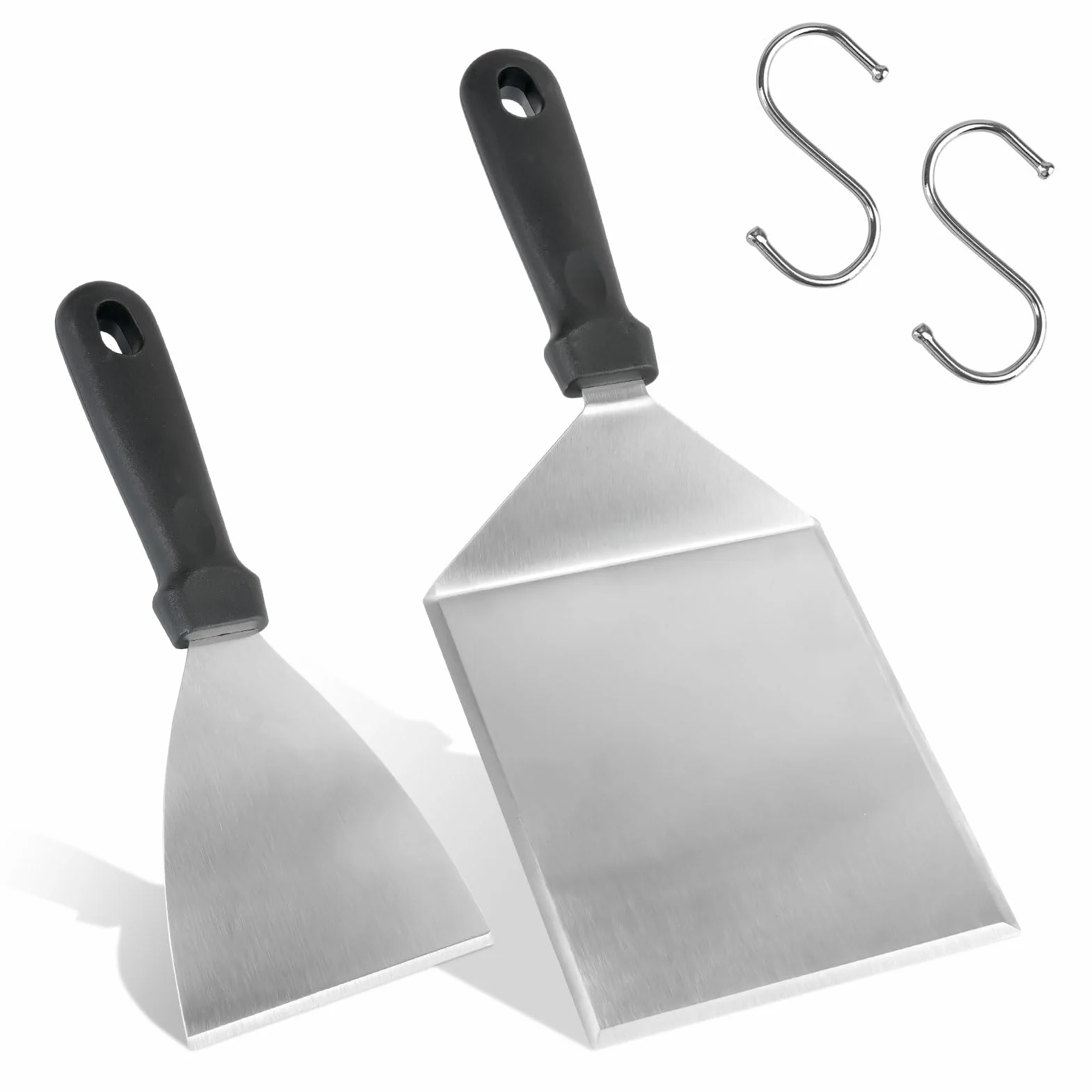 Spatules pour barbecue en acier inoxydable avec crochets Lot de 2 Smash Burger Teppanyaki