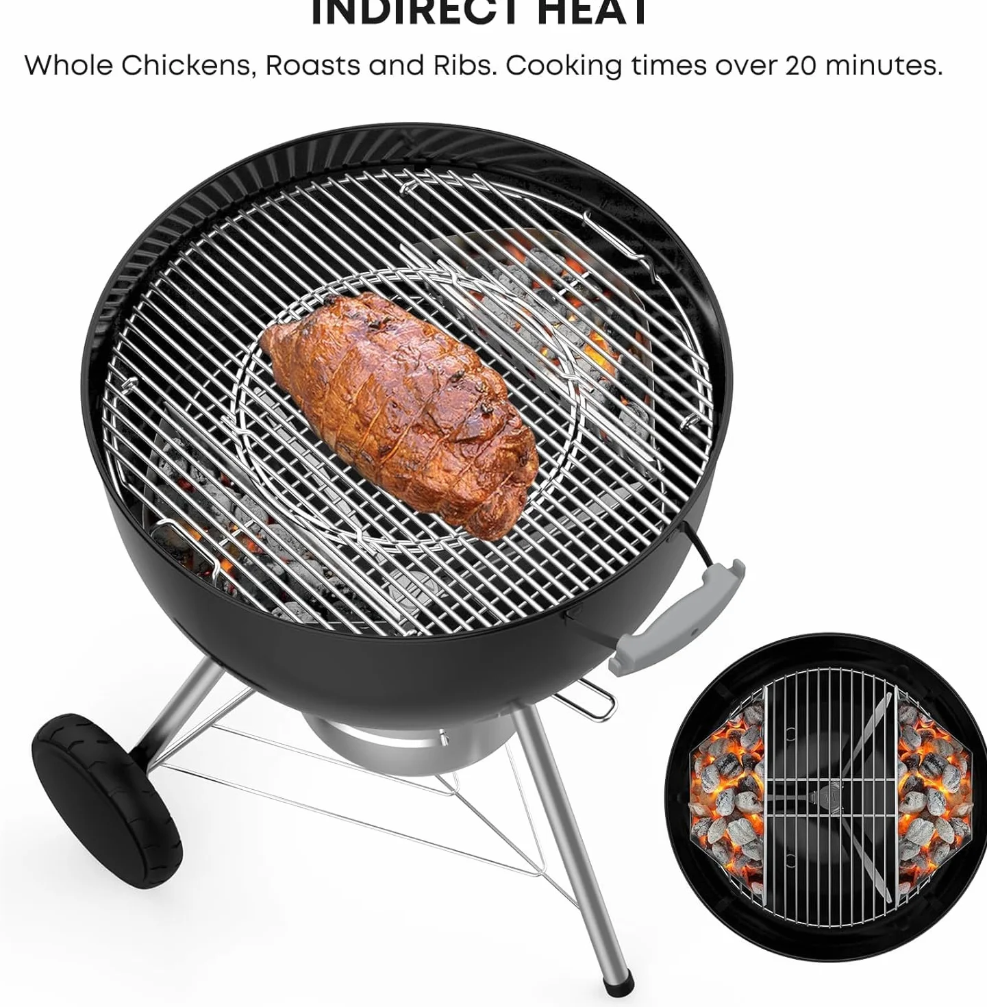 Onlyfire Grand Paniers à Charbon pour Kettle 57-67 cm, Char-Basket Acier Galvanisé pour Barbecue Weber Napoleon 22-26 pouces, 2 pièces