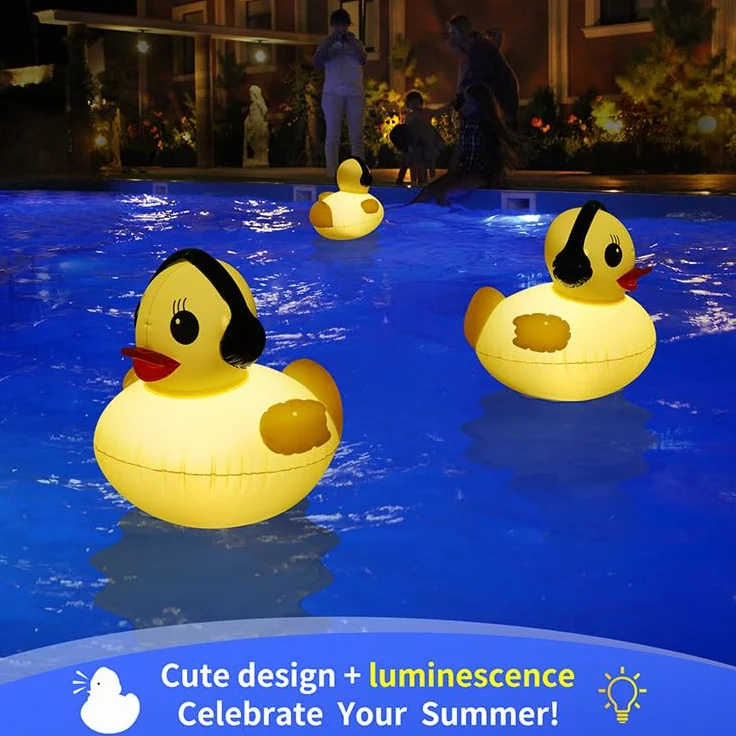 Lanterne Solaire Gonflable Canard IP68 Lampe LED Flottante pour Piscine Bassin Jardin
