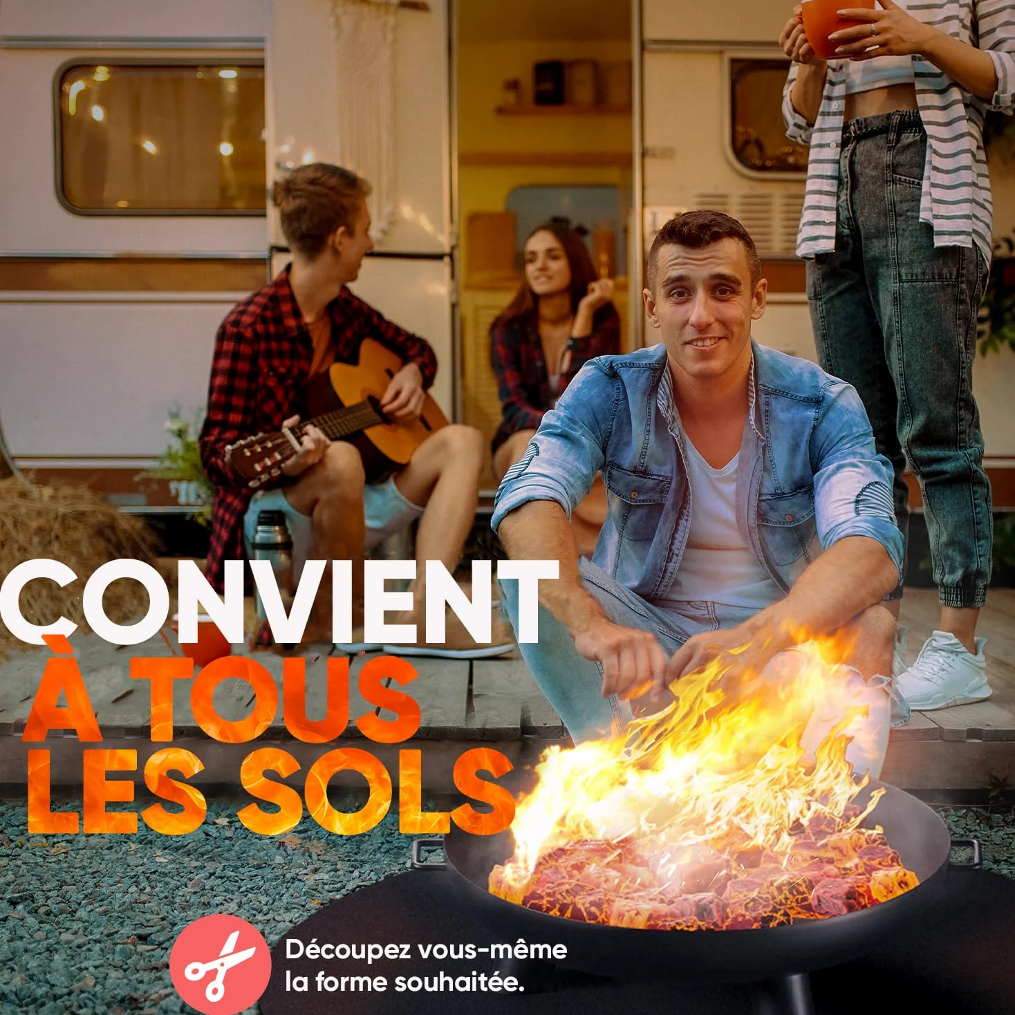Tapis ignifugé 2x2 m résistant à la Chaleur Jusqu‘à 982 °C, Tissu Anti-feu idéal comme Protection ou Support de Grill, Tapis Anti-Chaleur Non Inflammable, Plaque réfractaire, Protection Anti-feu