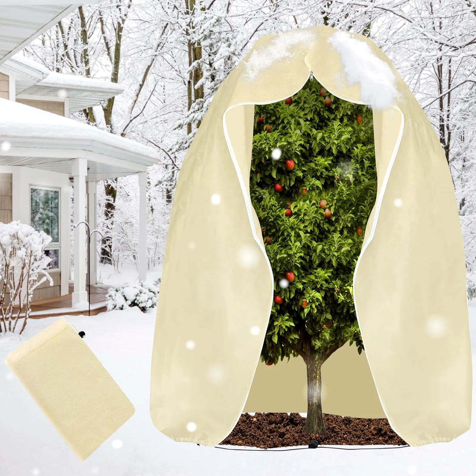 Voile Hivernage Plante Exterieur, 250 x 360CM Housse Hivernage Plante | avec Cordon de Serrage et Zipper, Housse de Protection pour Plantes Voile d’Hivernage Housse d'hivernage Plante Réutilisable