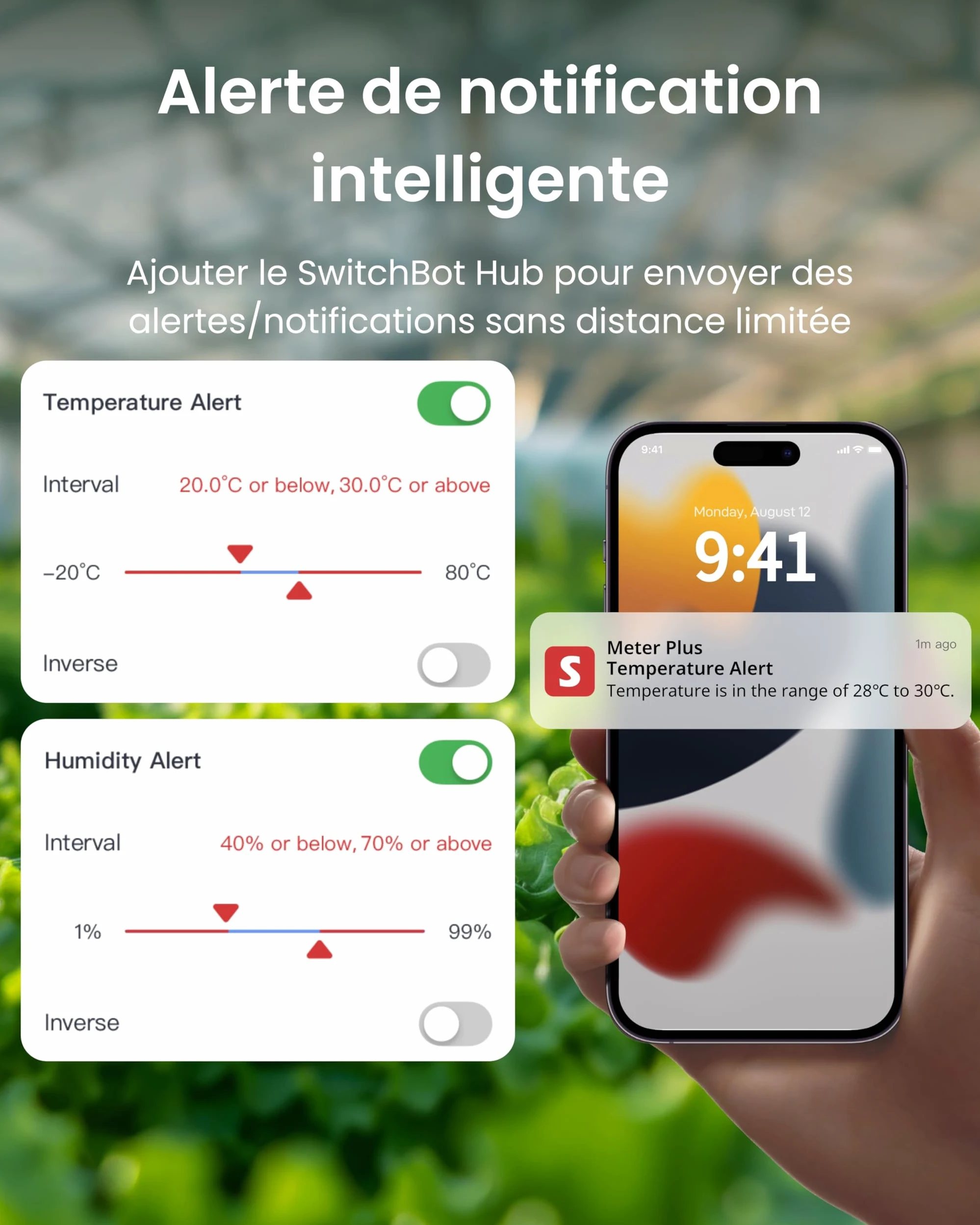 SwitchBot Thermomètre Hygromètre Intérieur Lot de 2 avec Hub Mini Matter, Hygromètre Bluetooth Numérique Capteur de Température et d’Humidité avec Application & Stockage de Données, Capteur de Point d