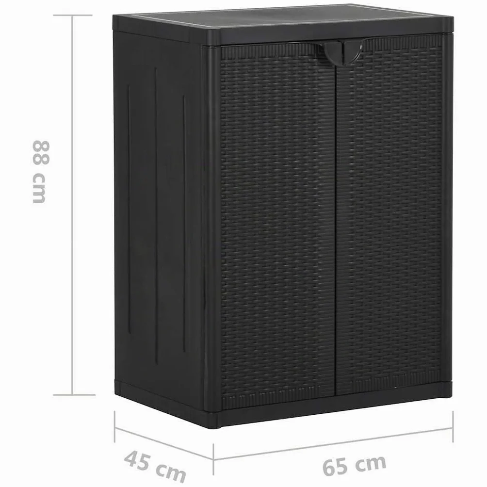 Armoire de rangement jardin Noir 65x45x88 cm PP Rotin
