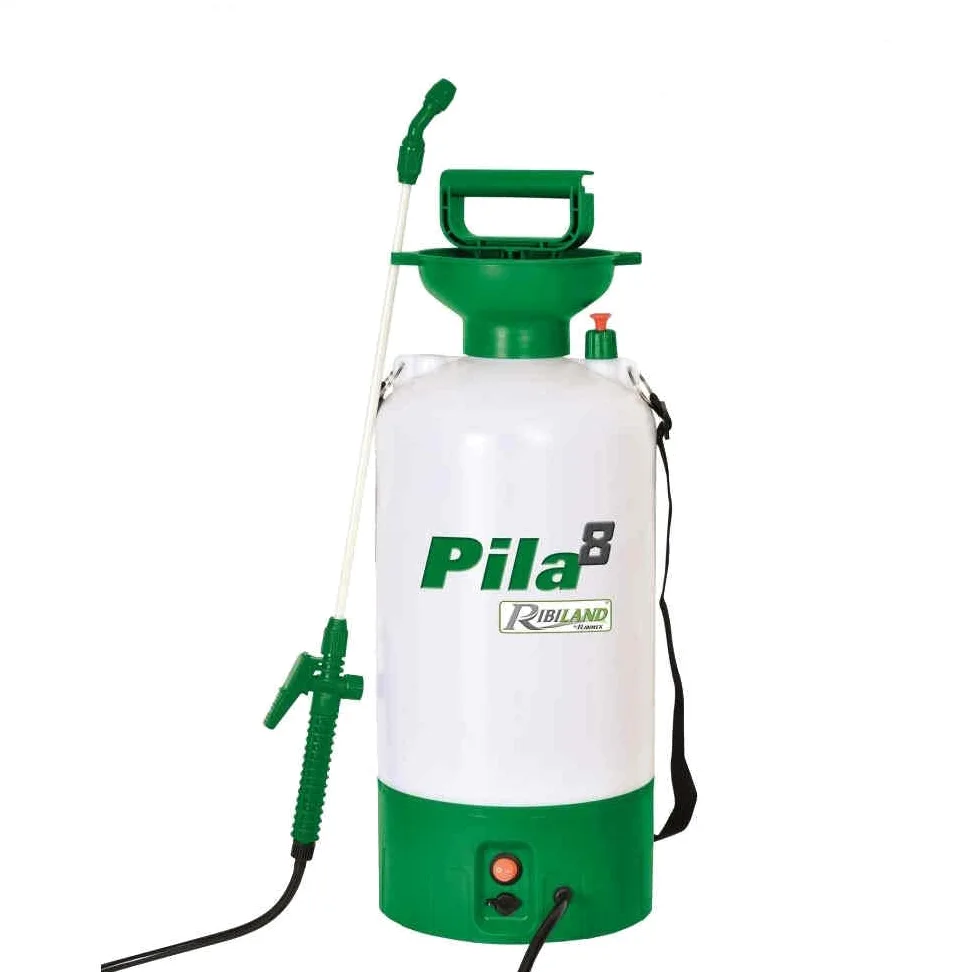 RIBIMEX 07375 - Pulvérisateur à Batterie - 8 L - Sous Pression Automatique - Blanc / Vert