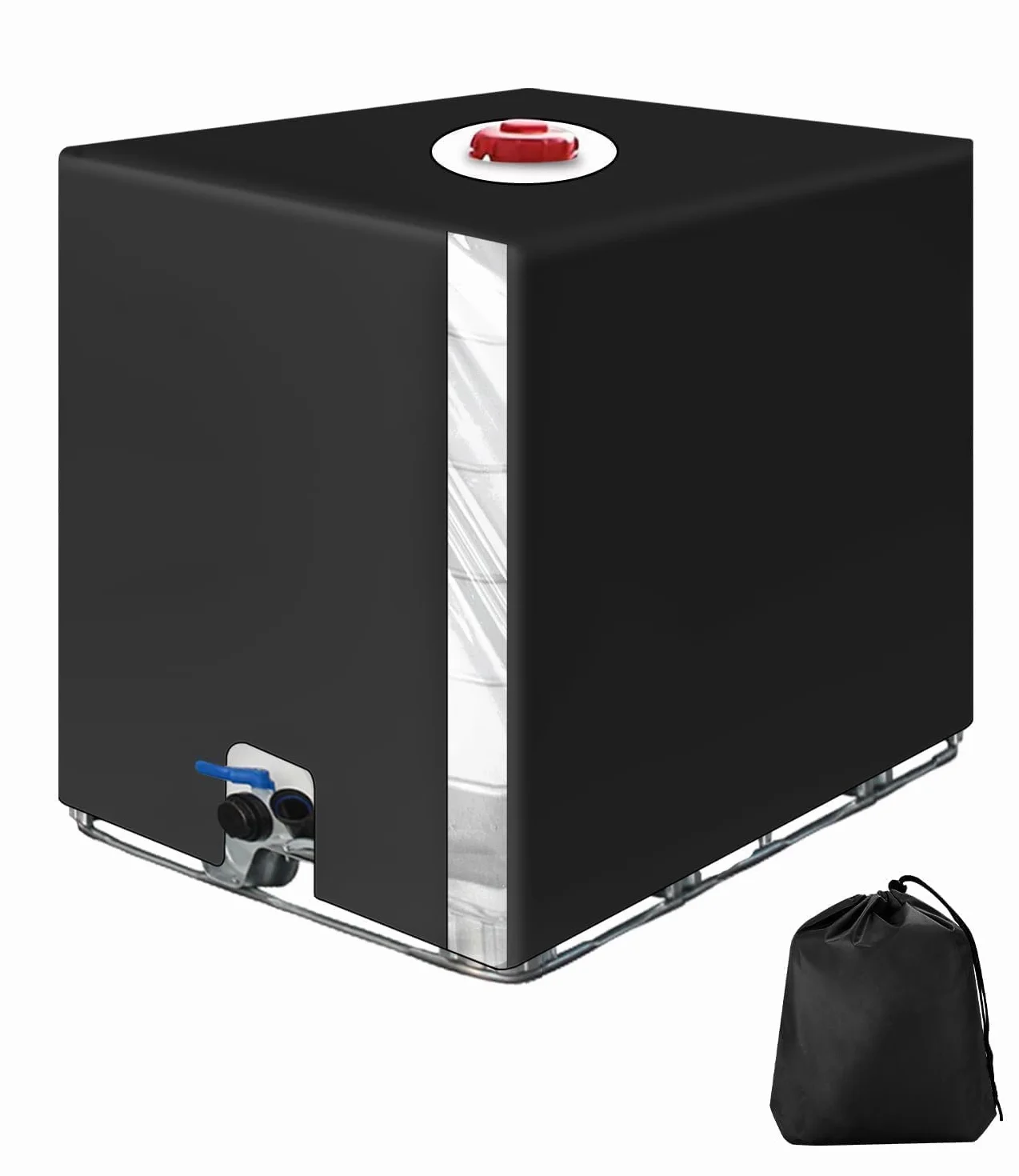 Bâche pour Cuve IBC 1000L Anti-UV Anti-Poussière Noir 116x100x120 cm