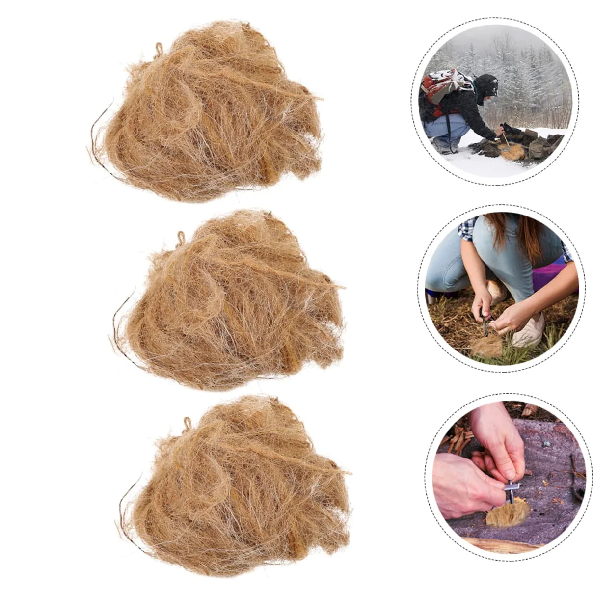 5 Ensembles Soie De Jute - Accessoire De Camping Accessoire De Survie Allume-feu De Camping Allume-feu Extérieur Approvisionnement Allume Feu Light Brown 3 Pièces * 5