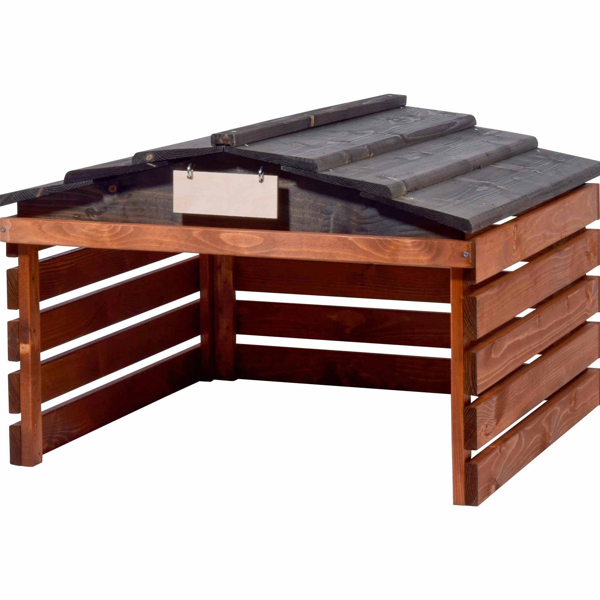 dobar® Garage pour Robot Tondeuse en Bois avec Toit Amovible, abri pour Robot à Gazon, avec Panneau Personnalisable, 78,5 x 74 x 52,5 cm, Marron/Noir