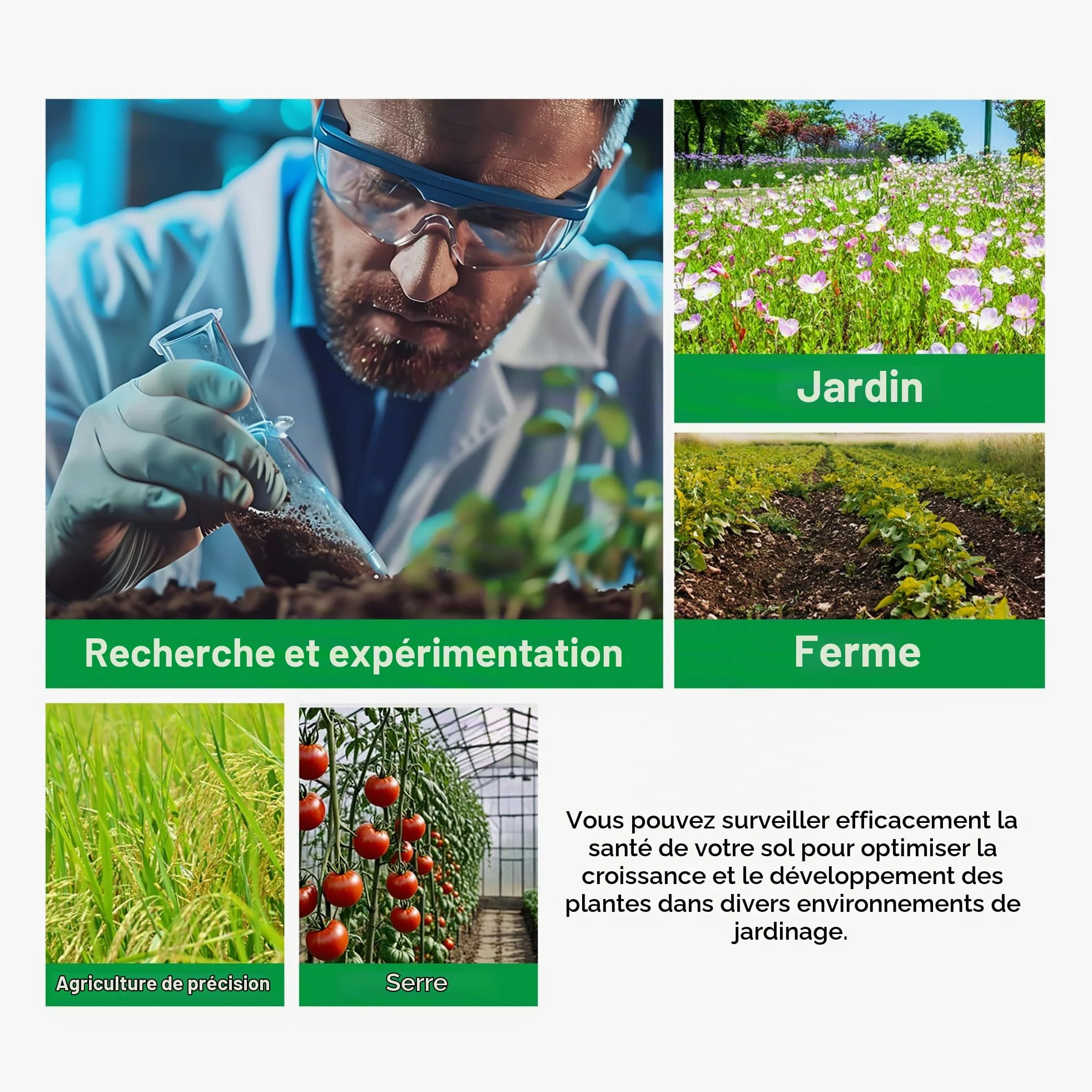 Mcbazel Professional Soil Meter, Instrument de Mesure du Sol 4 en 1,Détecteur d'Éléments Traces P/N/K, Détection de la Santé des Plantes Vertes pour Le Nitrogène/Phosphore/Potassium/Température