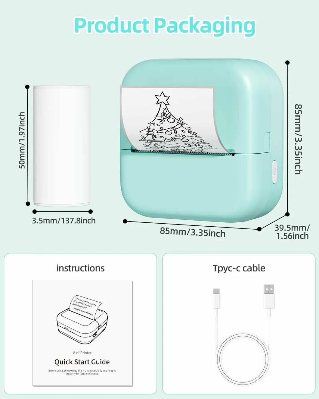 Phomemo M02X Mini Imprimante Thermique Bluetooth Portable sans Encre