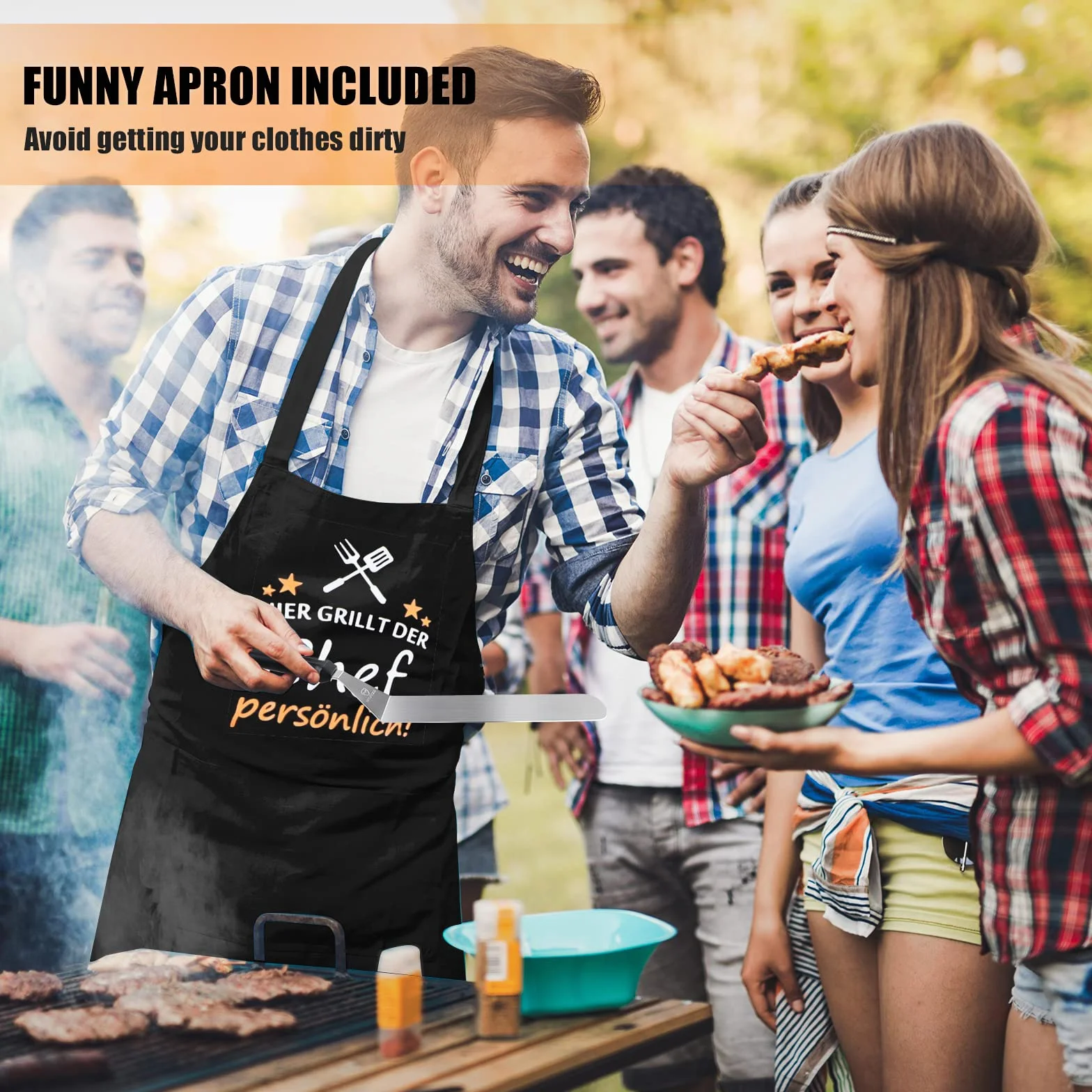 MUJUZE Set de Accessoire Plancha INOX, Spatule Professionnelle pour Barbecue Gril Teppanyaki