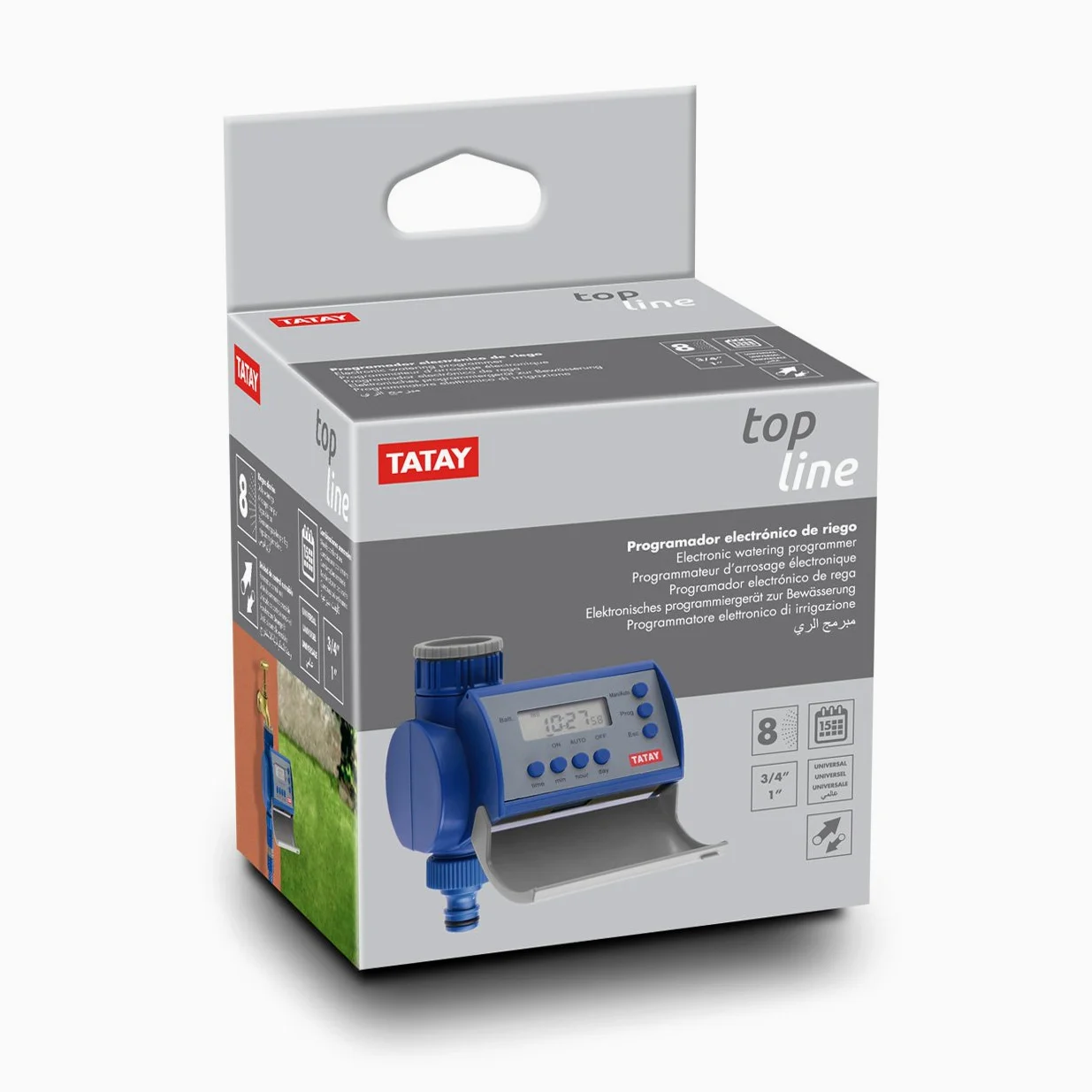 TATAY Programmateur d’Arrosage Automatique, Raccord Direct 1" et 3/4" | TATAY Programmateur d’Arrosage Automatique | Jusqu’à 8 Arrosages/jour 15 | Fonctionne à Piles | 1" 3/4" | Protection Anti-UV
