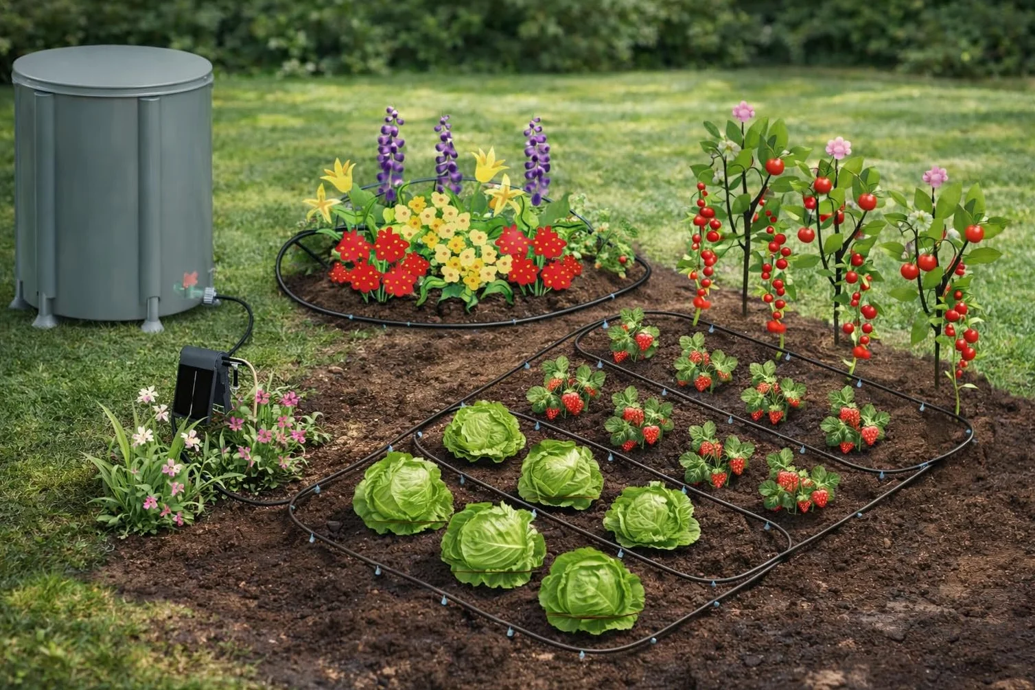 Jardibric - Kit Arrosage Goutte à Goutte Solaire Autonome - Pompe Programmable + Réserve Eau 50 L
