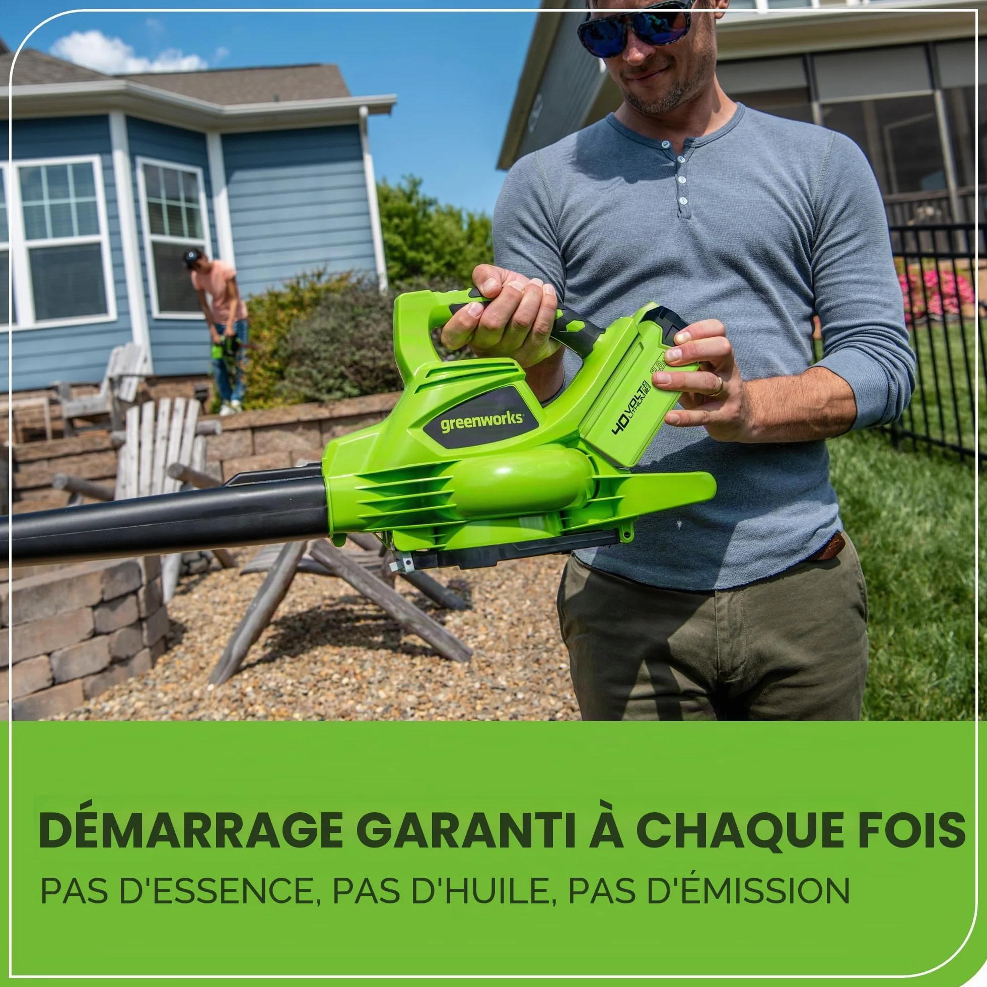 Greenworks GD40BV 40V Aspirateur Souffleur Sans Fil Sans Balais 280 km/h 9,63 m³/min Sac Mulching 45L