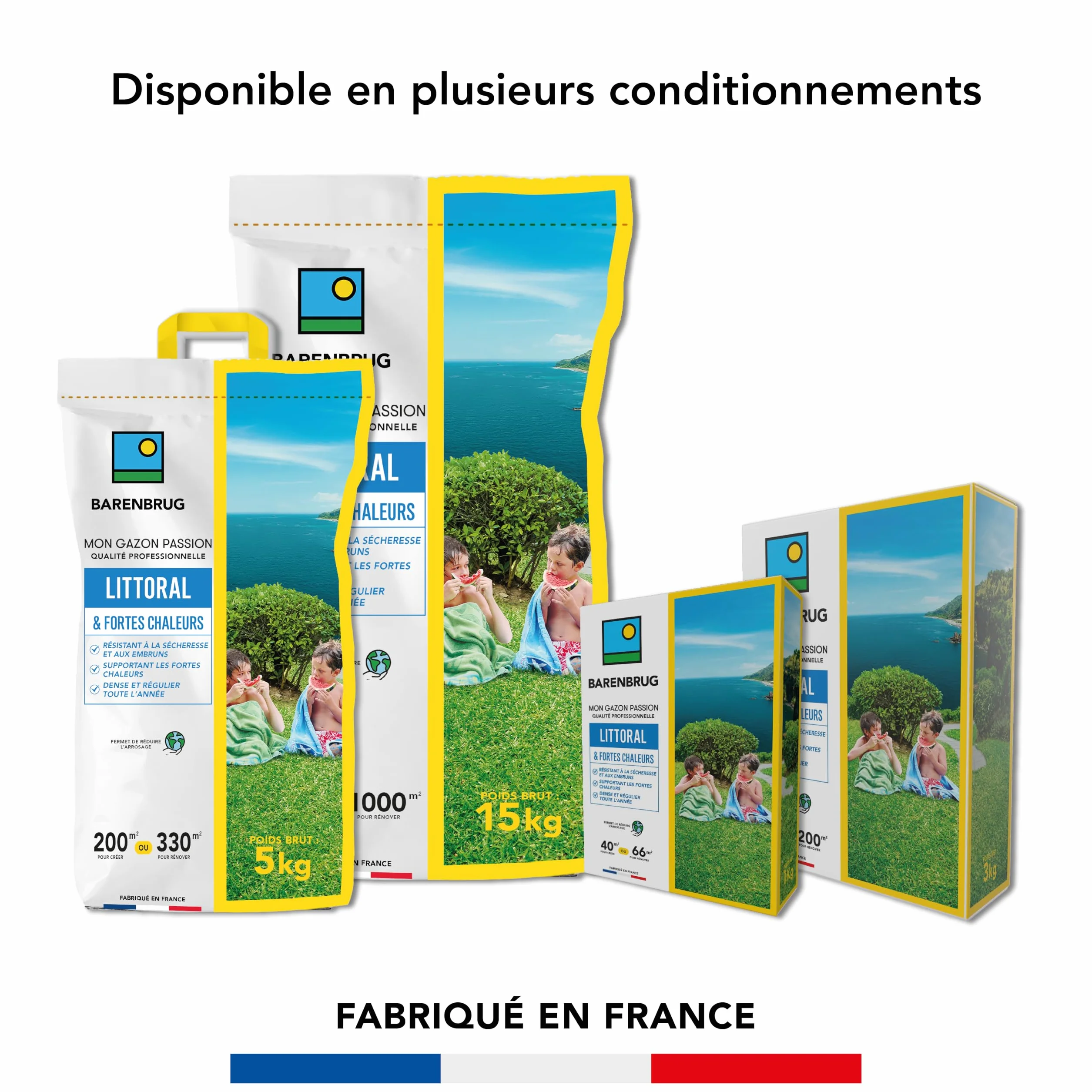 Barenbrug Gazon Littoral & Fortes Chaleurs 3kg Résistant Sécheresse Embruns