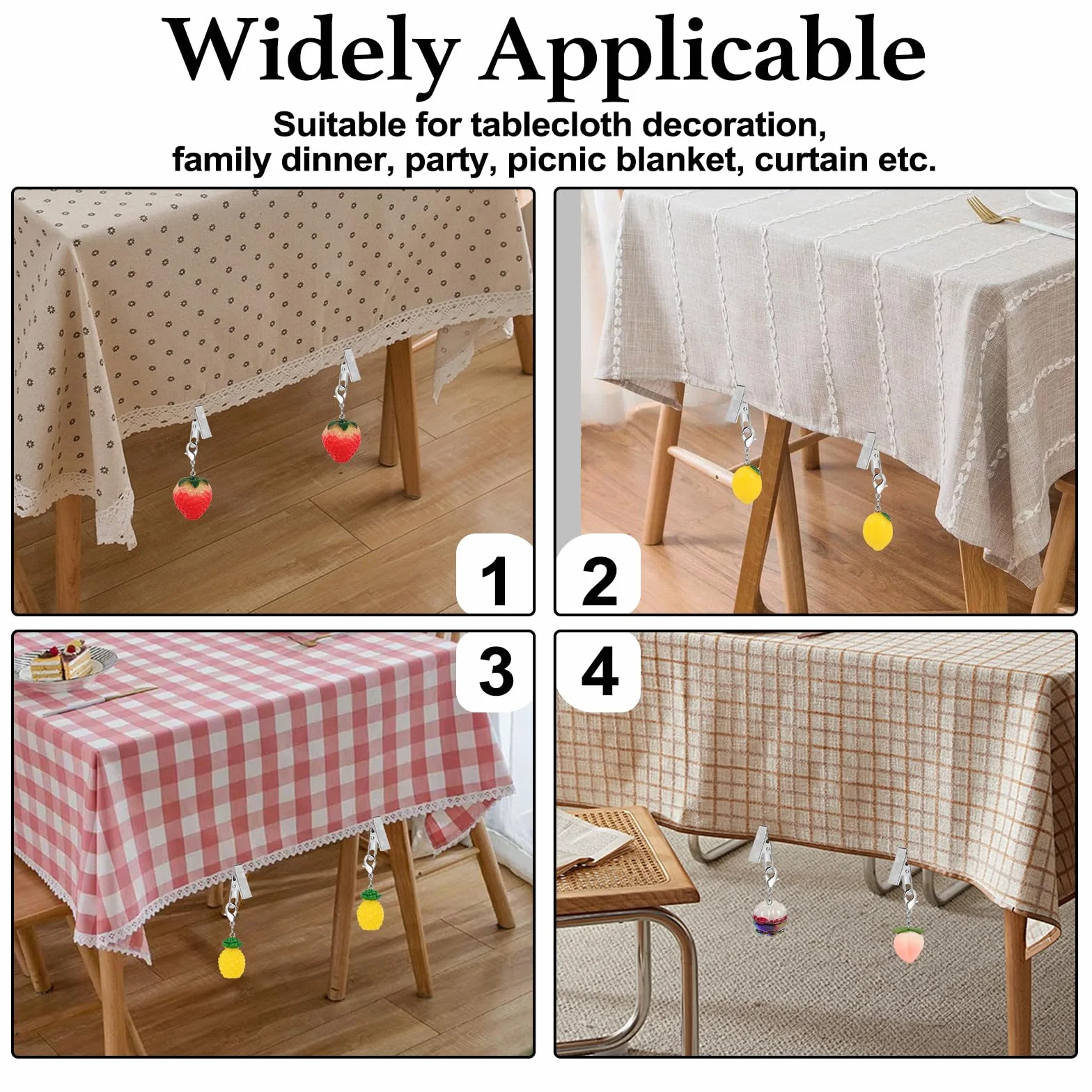 Lot De 8 Pinces pour Poids De Nappe Exterieur Décoration Pique Nique Camping Fête (Ananas)