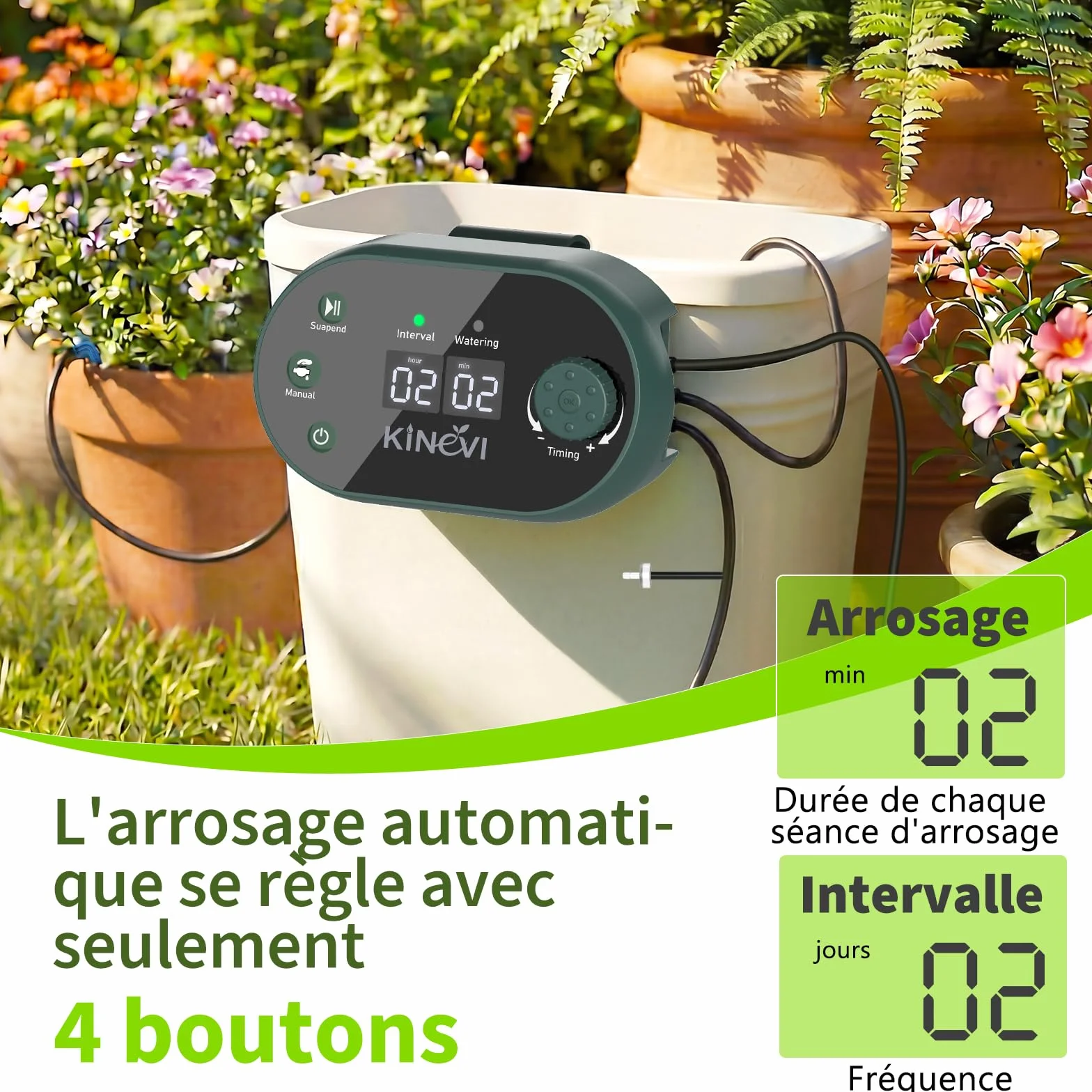 Kit Arrosage Automatique Solaire Jardin Ysteme Irrigation Goutte à Goutte 15 Plantes Balcon Extérieur
