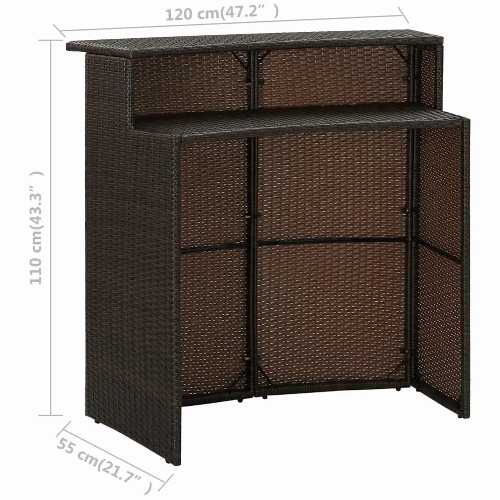 Ensemble de Bar de Jardin avec Coussins 5 pcs Marron Mobilier de Jardin Brun