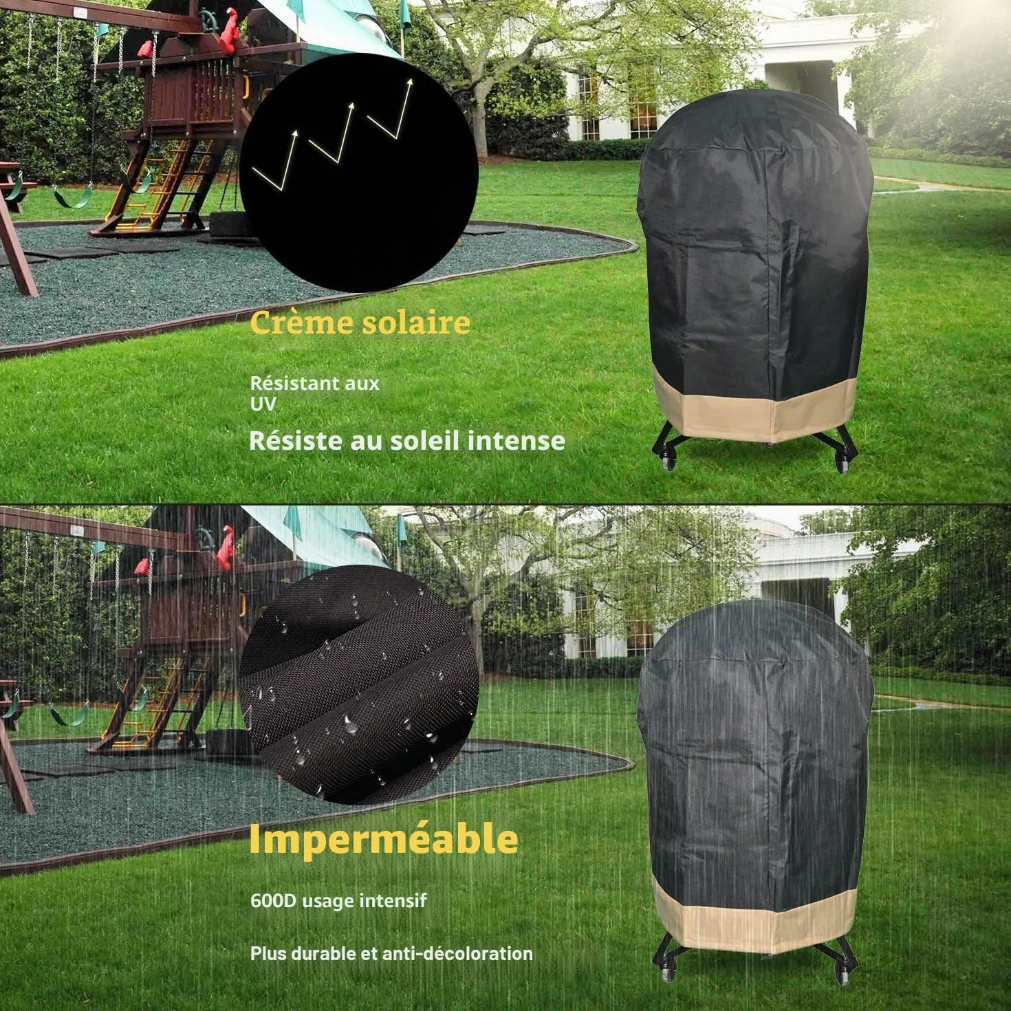 onlyfire Housse de Protection Barbecue Kamado 76.5x86.5 cm Imperméable Extérieur