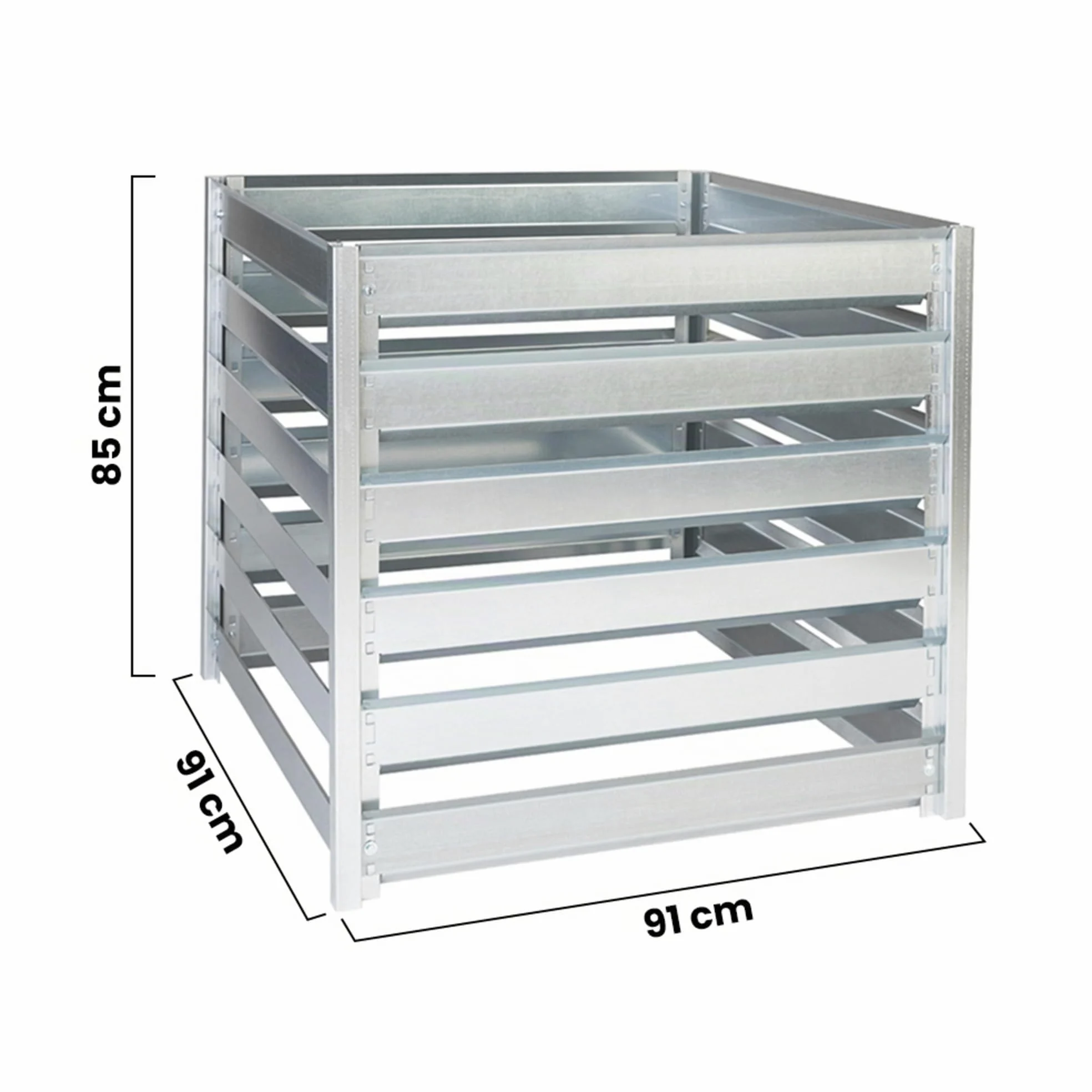 Composteur de Jardin Métal 704L TIMBELA M800 – Grand Composteur Extérieur en Acier Galvanisé 91 x 91 x H85 cm – Bac à Compost Stable et Résistant