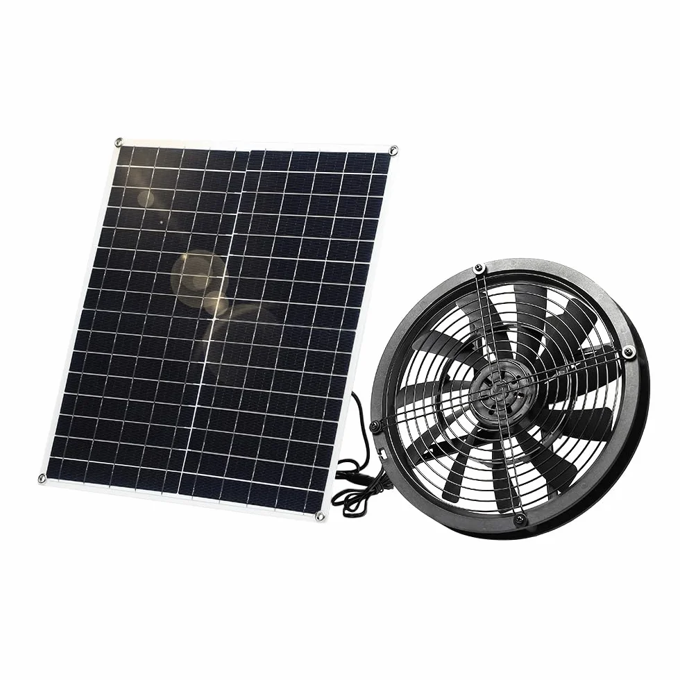 Ventilateur solaire 20 W résistant aux intempéries CC pour poulaillers serres hangars