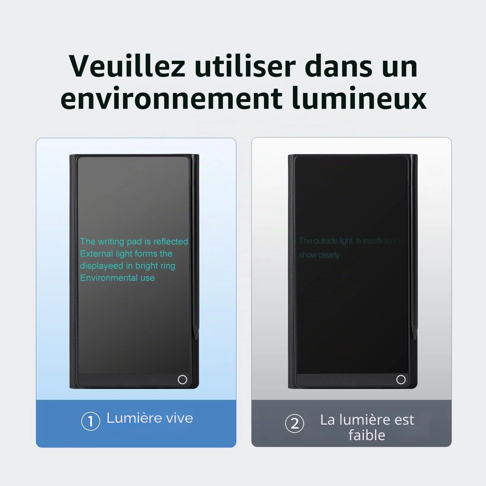 Czemo Tableau d'écriture LCD 6,5 pouces avec étui de protection réutilisable pour adulte