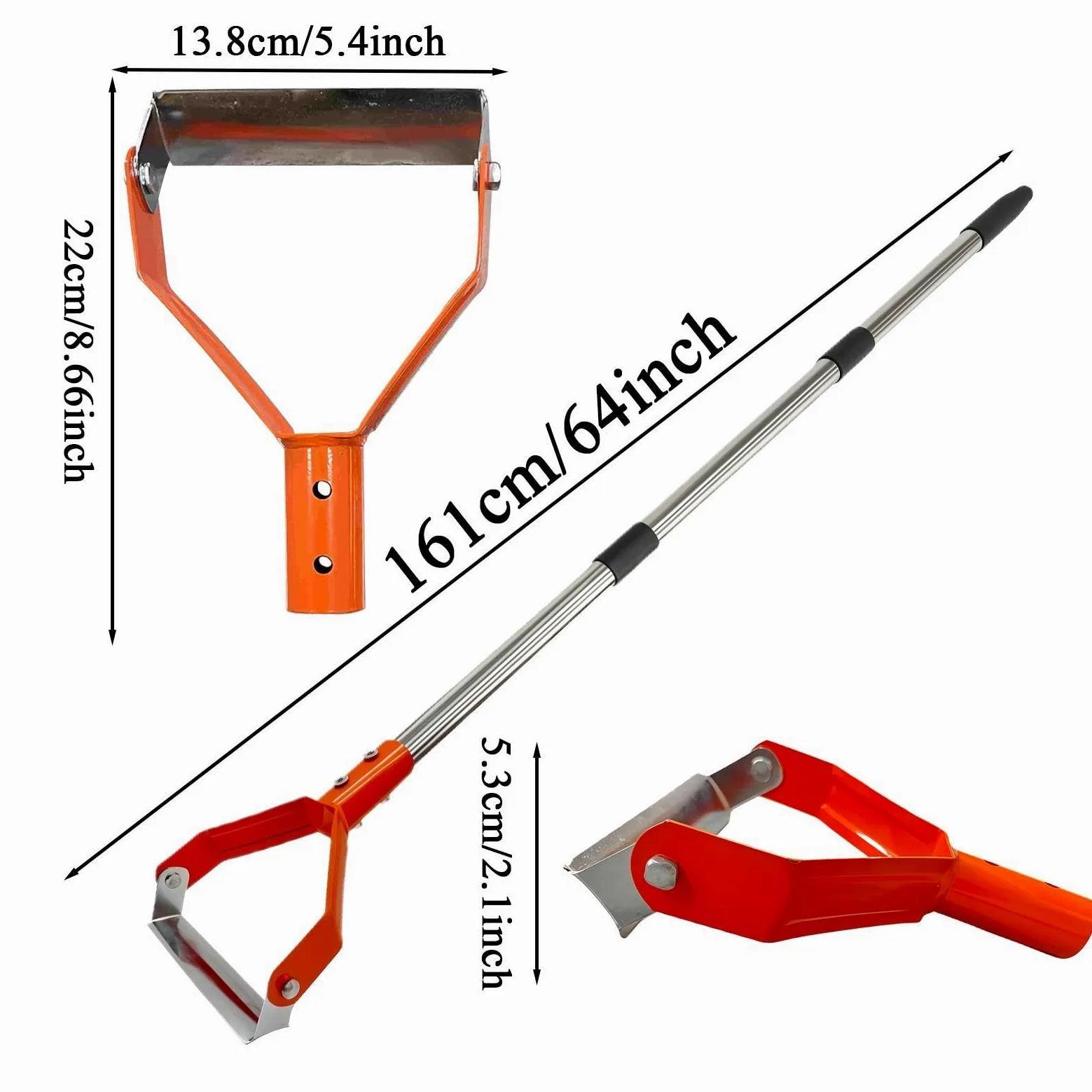 Sarcloir à Étrier Manche Long Pelle Ronde Robuste | À Étrier Pour Le Désherbage Du Jardin Pour Creuser Tranchée Détasser Sarcler Bordures Ferme Pelouse Arrière-cour
