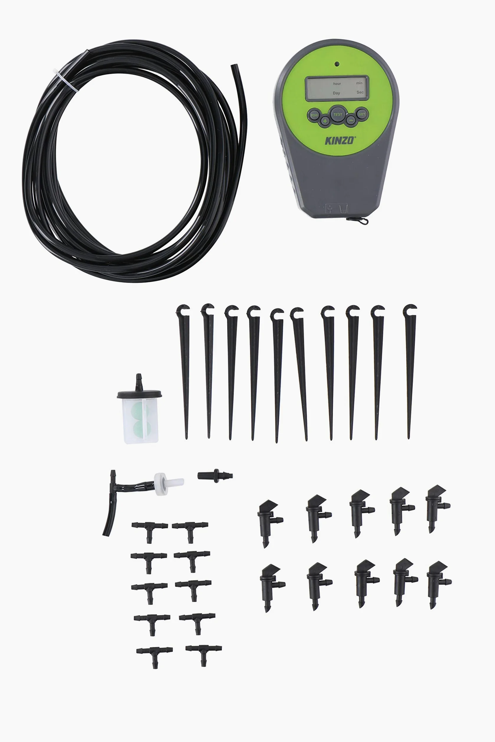 Kinzo Jardin - druppelbewateringsset Automatique - avec Pompe intégrée - jusqu'à 10 Plantes -. Tuyau 5m