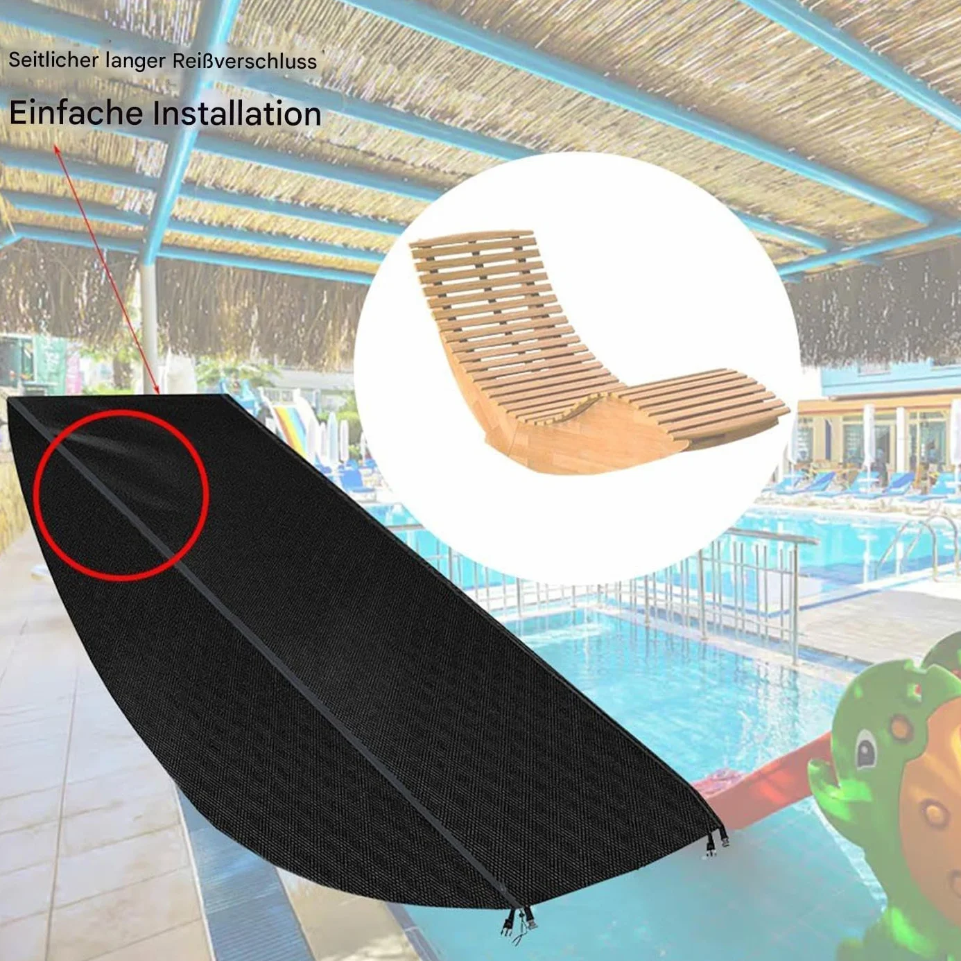 Housse de chaise longue d'extérieur imperméable en bois protection solaire pour terrasse jardin