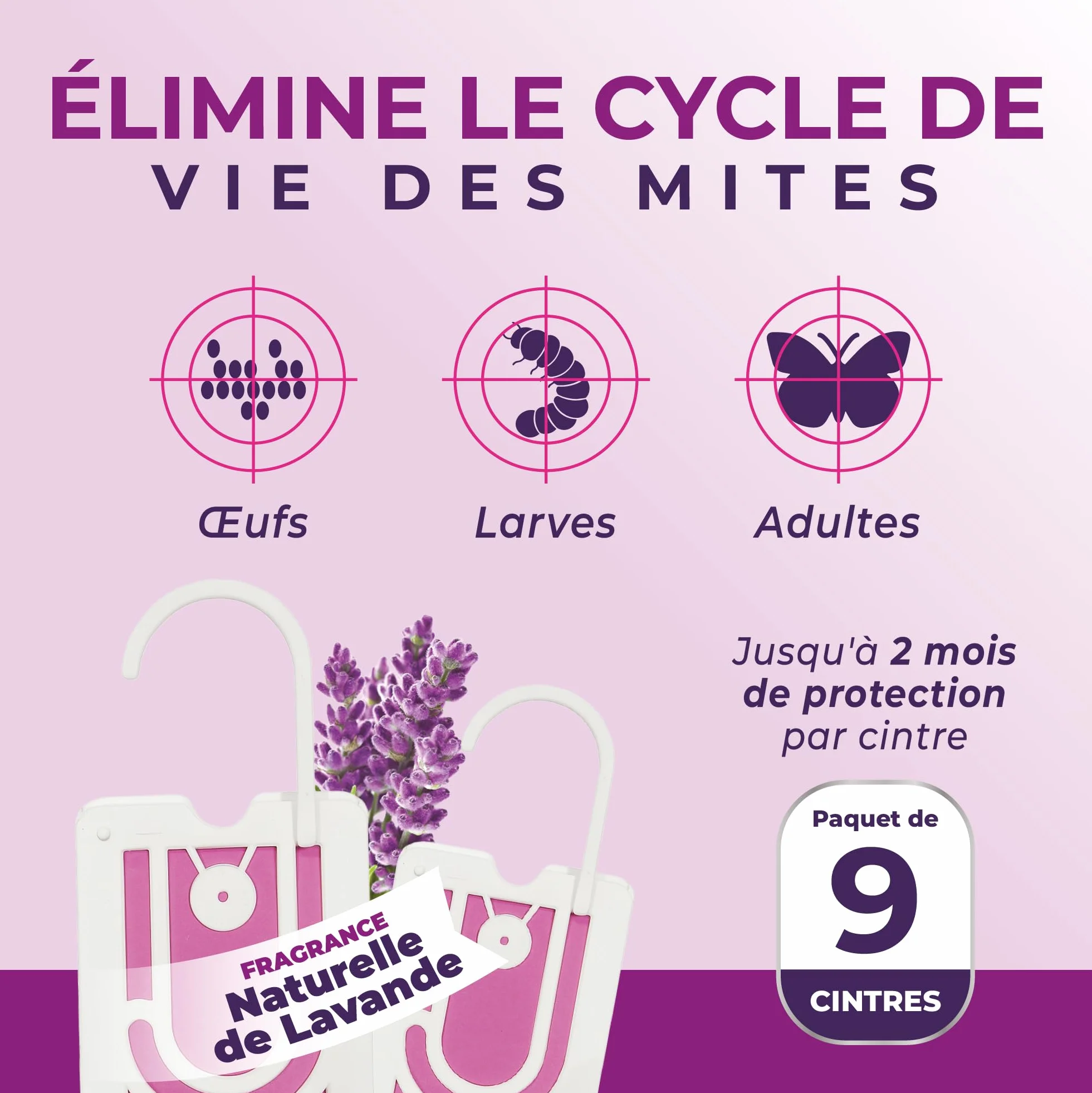Anti-mites Vêtements Parfum Lavande 9 Textiles Protection 2 Mois