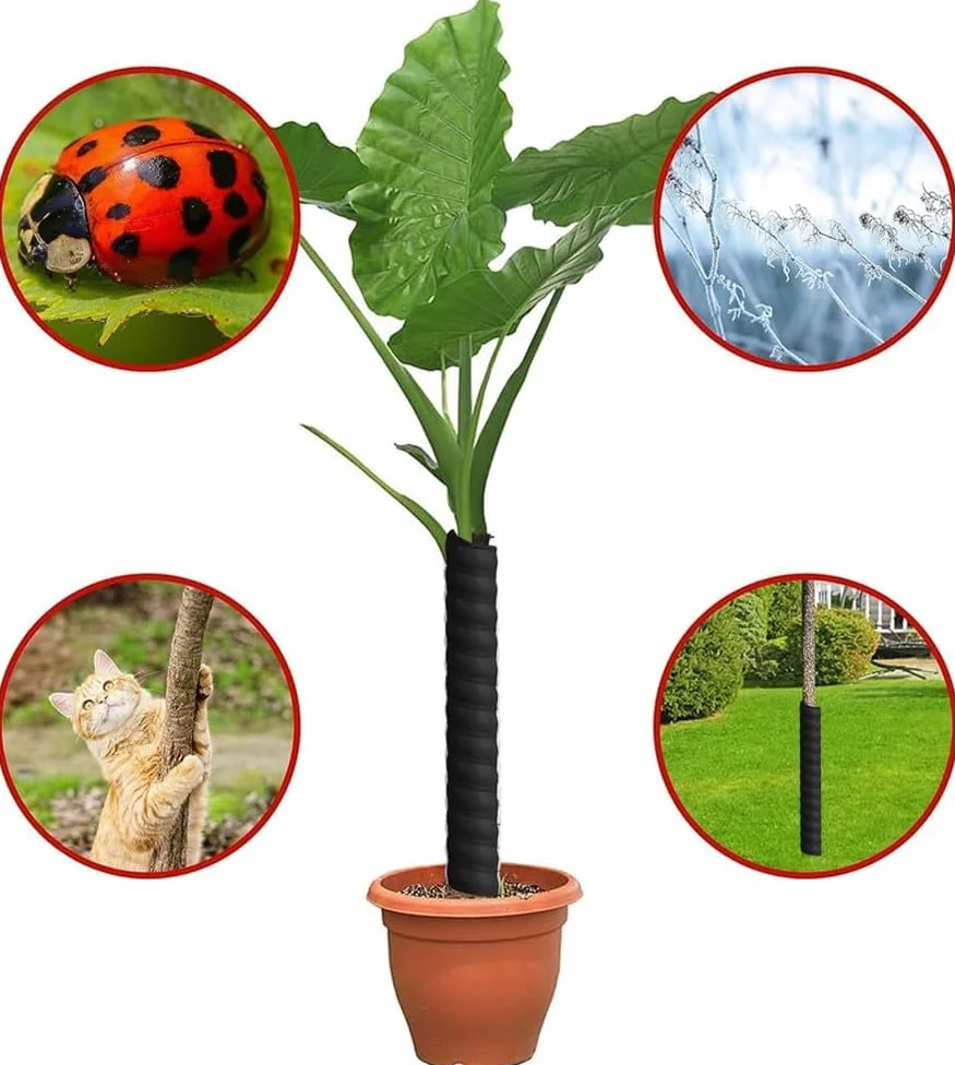 Lot de 6 protections pour tronc d'arbre, 2 tailles, noir