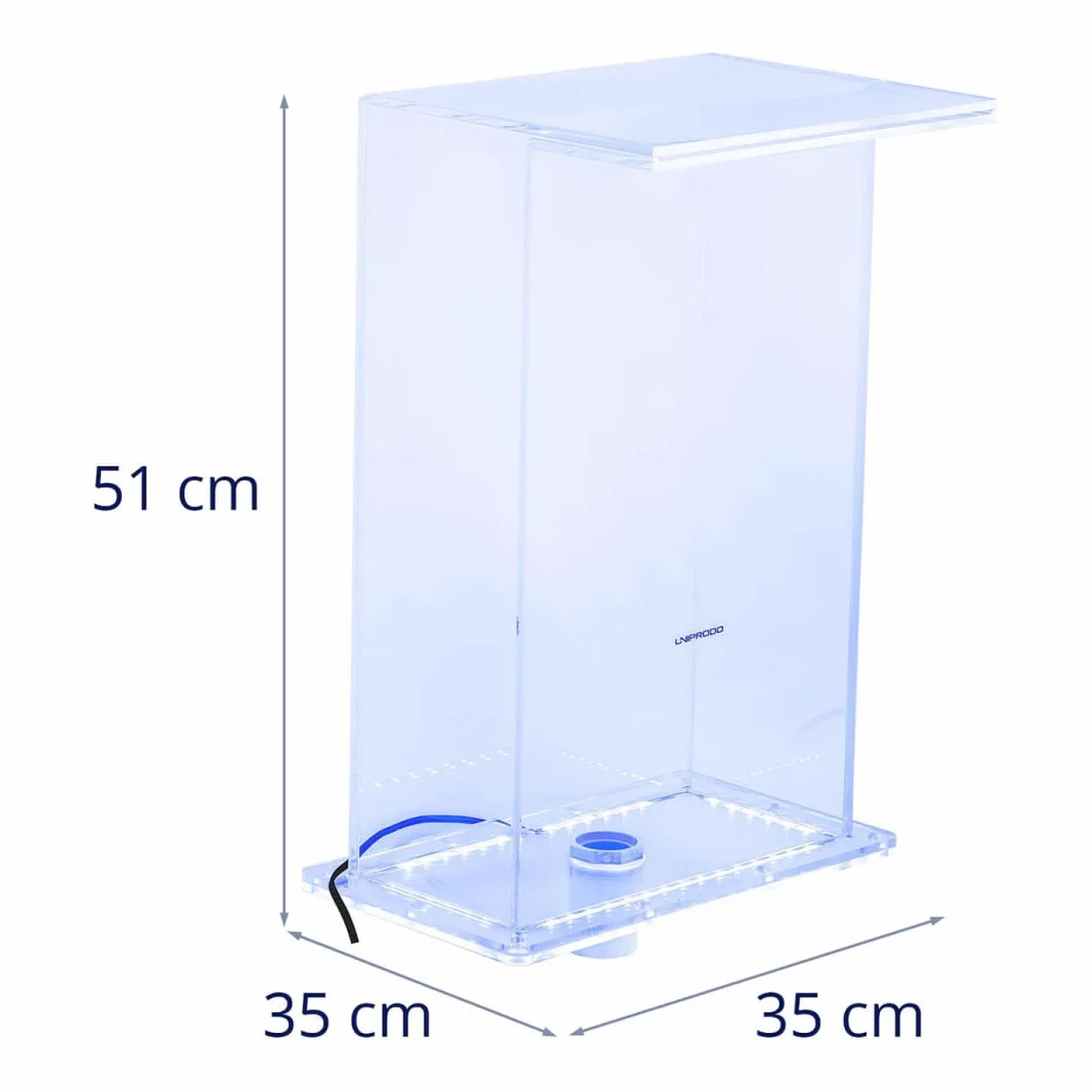Douche cascade 52 cm de haut Éclairage LED Bleu 310 mm Sortie d'eau Fontaine de jardin Cascade en acrylique