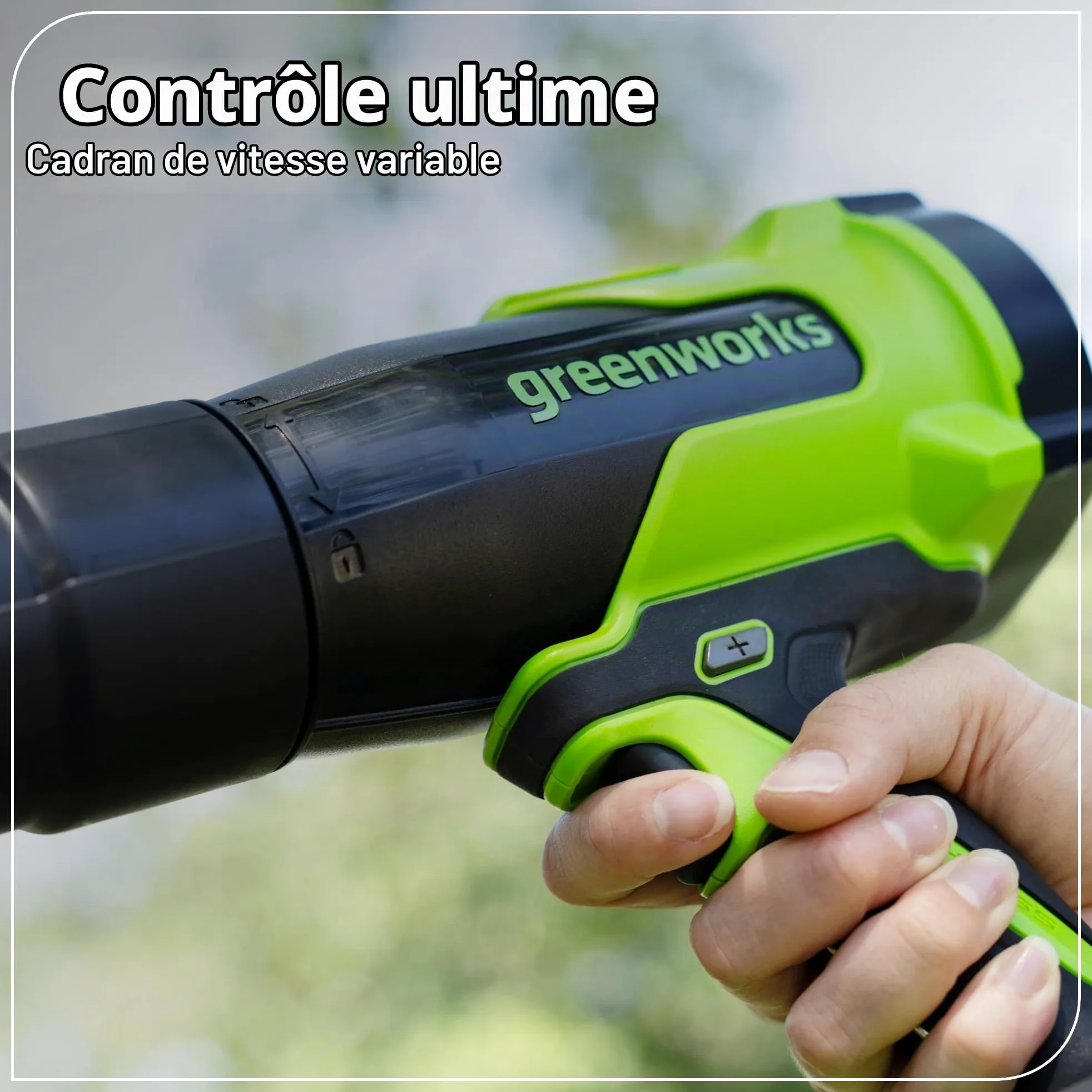 Greenworks 24V Souffleur sans Fil avec Batterie 4Ah & Chargeur Rapide 65W PD, 209km/h 7,65m³/Min Souffleur Électrique Puissant pour Jardin, Terrasse & Voiture, Vitesse Variable BL1002HA1