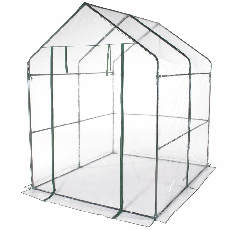 VERDELOOK | Serre de jardin sans étagères avec toile PVC transparente, cadre métallique, 143x143x195 cm, pour la protection des plantes, le jardinage, résistante, ouverture par fermeture à glissière