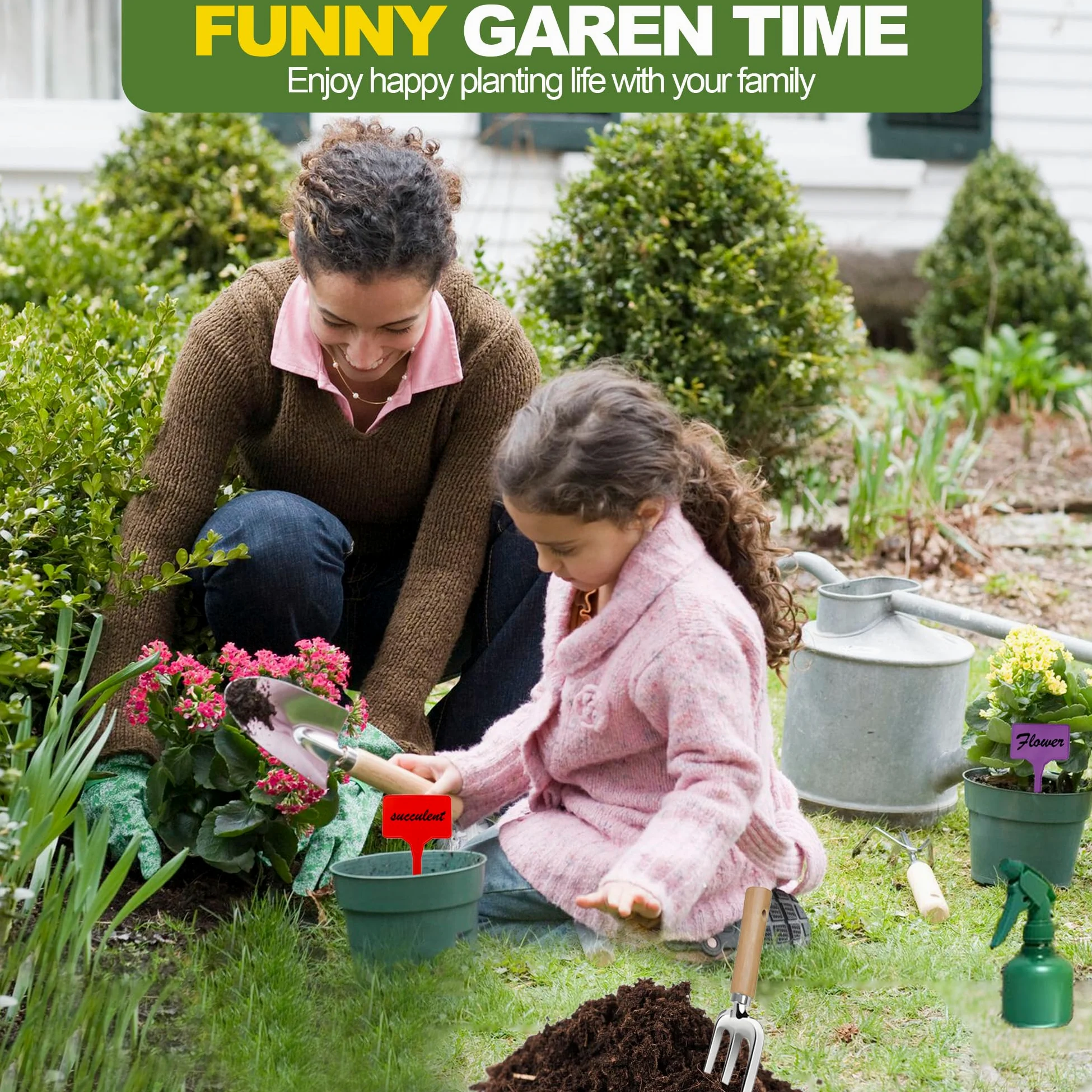 Ensemble d'outils de jardin, 12 pièces, kit cadeau d'outils de jardinage en acier inoxydable robuste avec sac de rangement pour homme et femme pour Noël, anniversaires, vacances