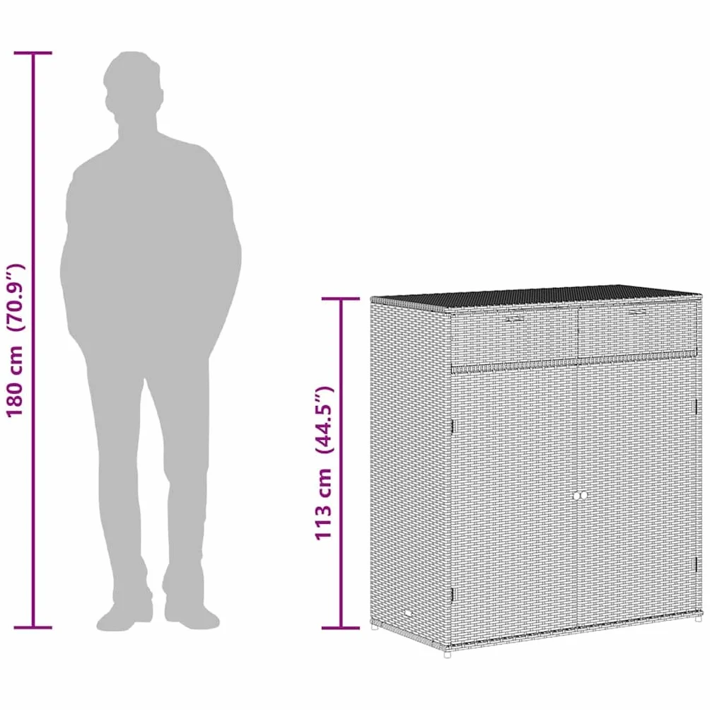 vidaXL Armoire de Jardin Résine Tressée Gris avec Porte