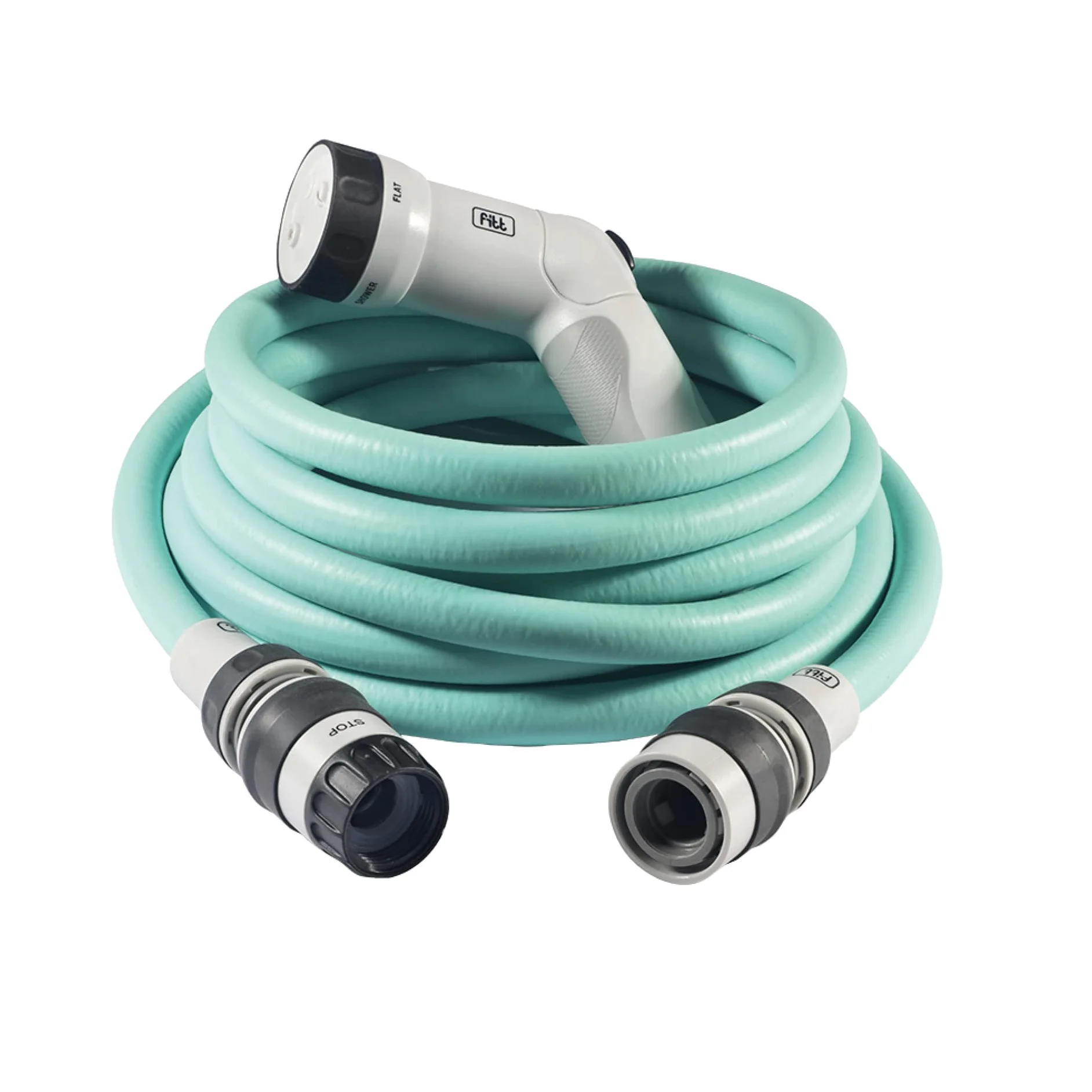FITT IKON 25 m - Tuyau d'arrosage extensible, compact, léger et prêt à l'emploi, avec pistolet multi-jet, Aquamarine