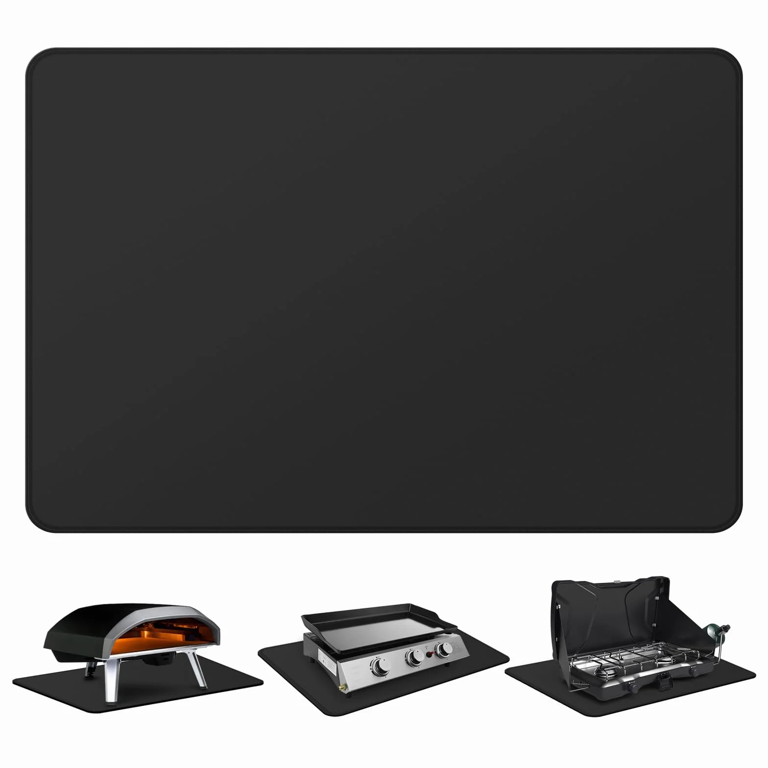 Blackstone Tapis de barbecue ignifuge imperméable résistant à la chaleur 61 x 91 cm noir