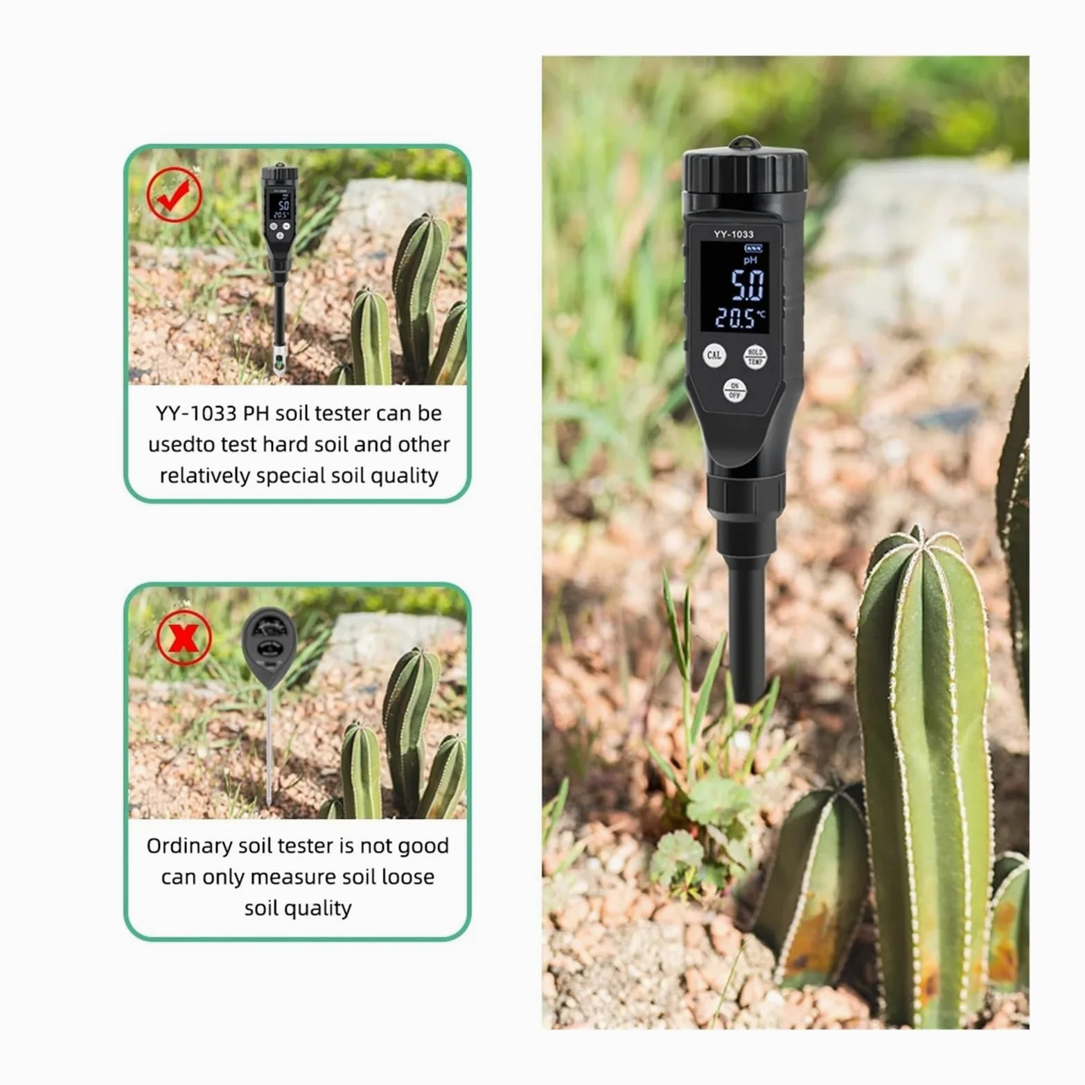 Testeur de pH Sol intellint 0, à 14, Bluetooth, enregistreur données, analyseur température et d'acidité for Culture hydroponique, Plantation, Jardin, Terres agricoles Jardinage, Agriculture