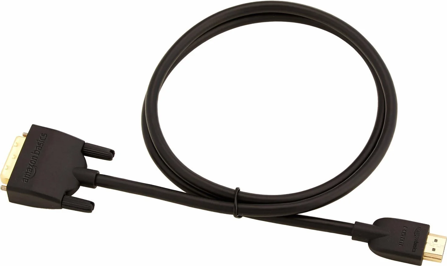 Amazon Basics Câble adaptateur HDMI-A vers DVI, Bidirectionnel 1080P, Plaqué or, 0.9 m, Noir