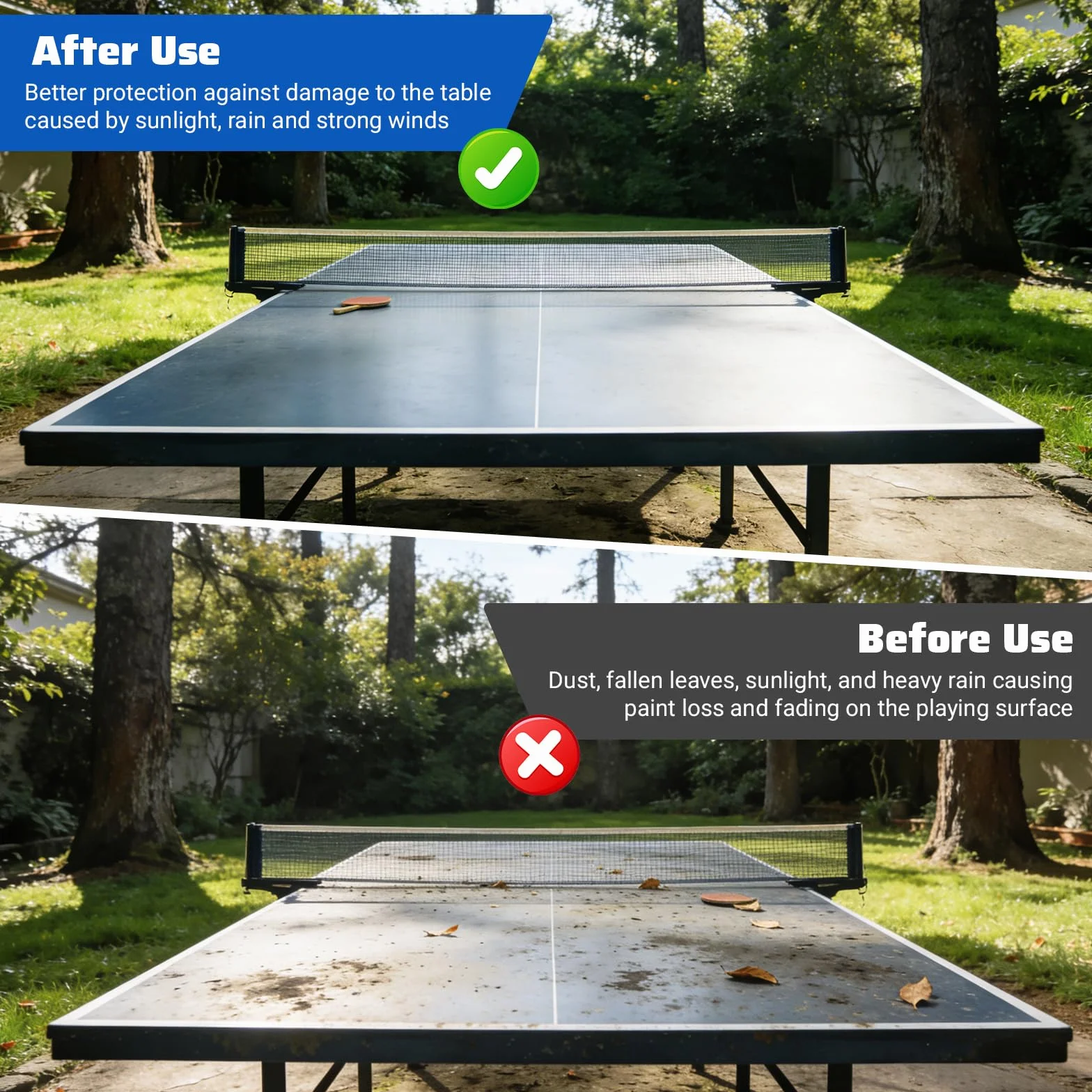 GAESHOW Housse de Table de Ping-Pong Pliable, 280 x 153 x 73cm, Polyester, avec Dispositifs de Verrouillage