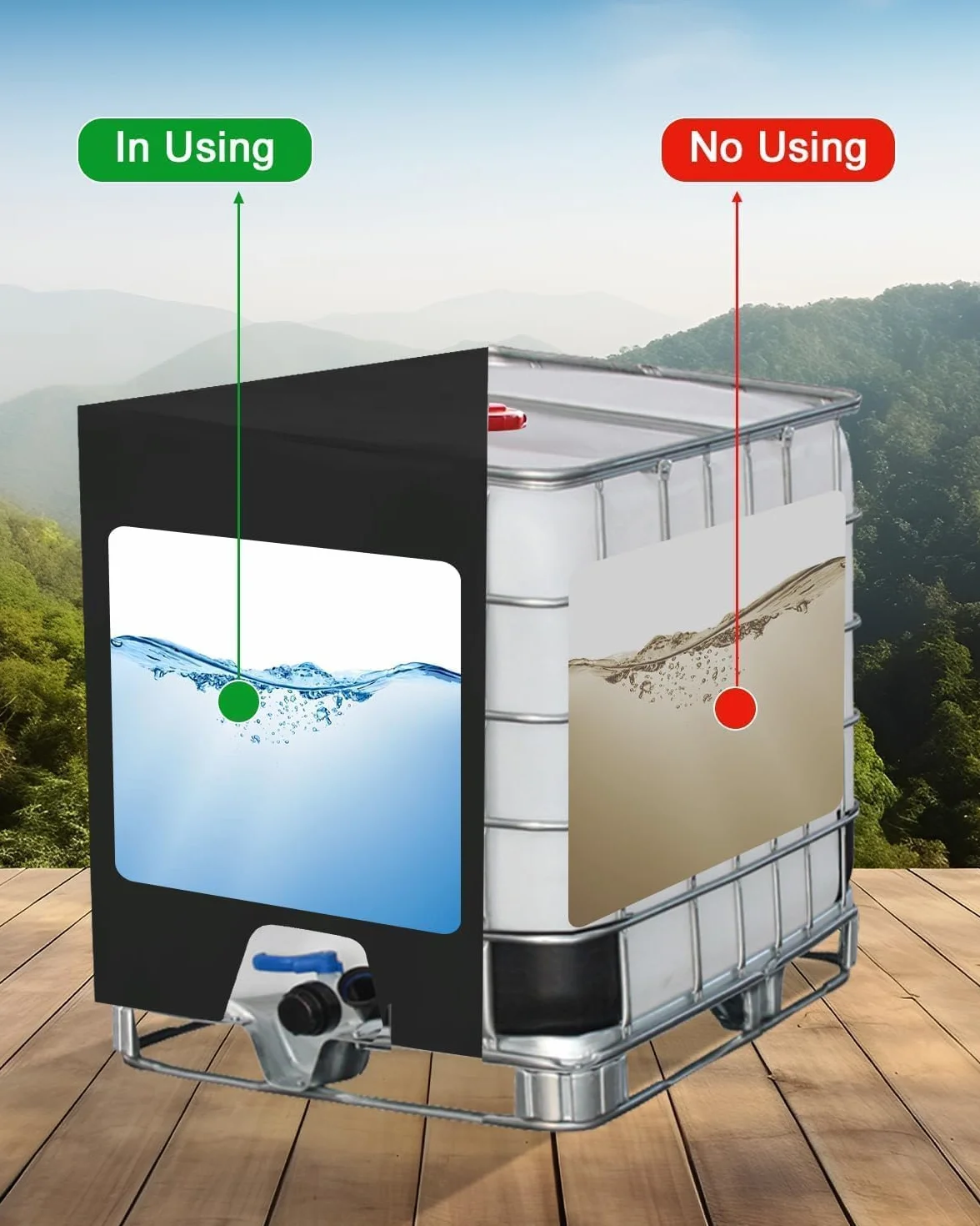 Bâche pour Cuve IBC 1000L Anti-UV Anti-Poussière Noir 116x100x120 cm