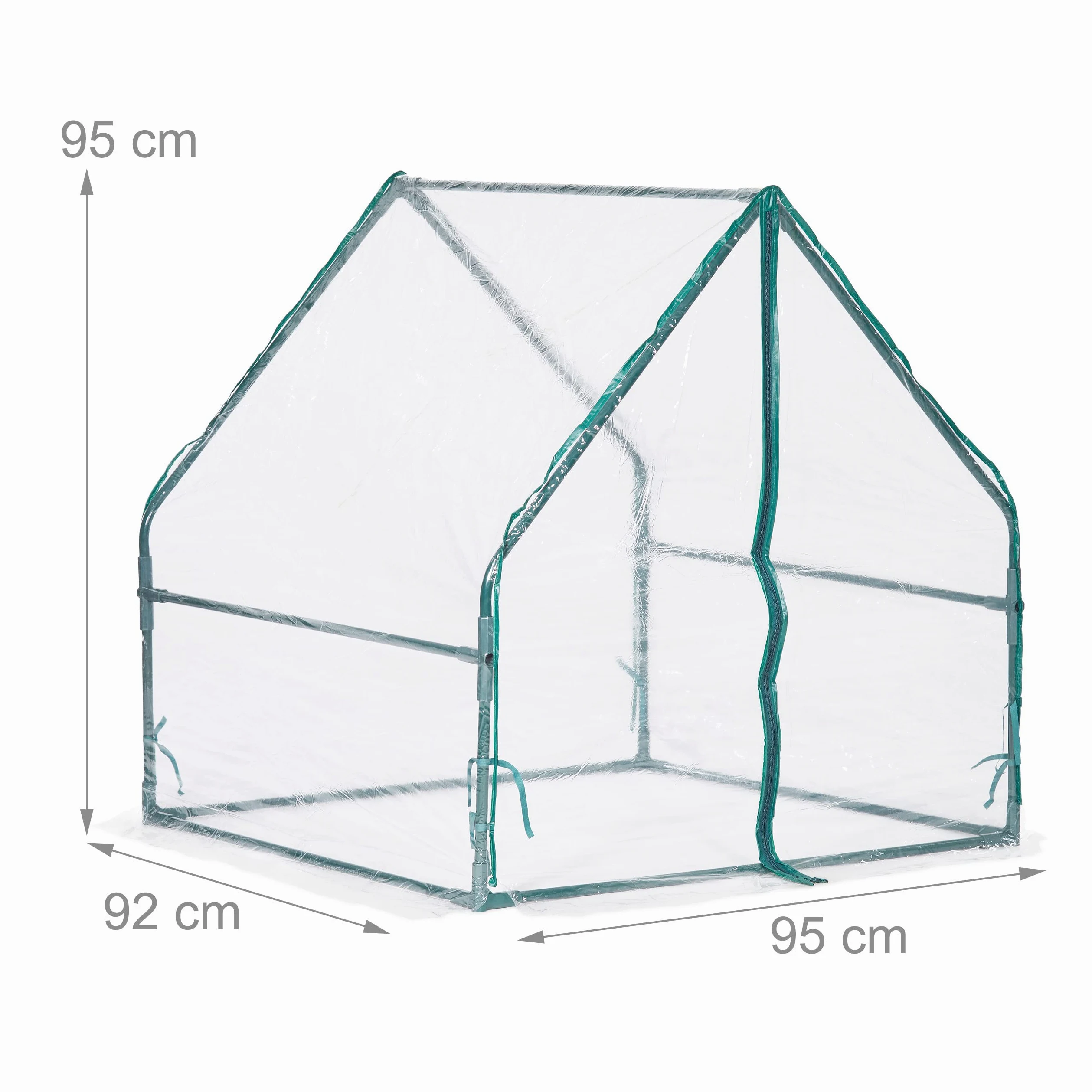 Relaxdays Serre à bâche, avec Porte, Toit Pointu, Acier et PVC, H x L x P : 95 x 95 x 92 cm, Transparent