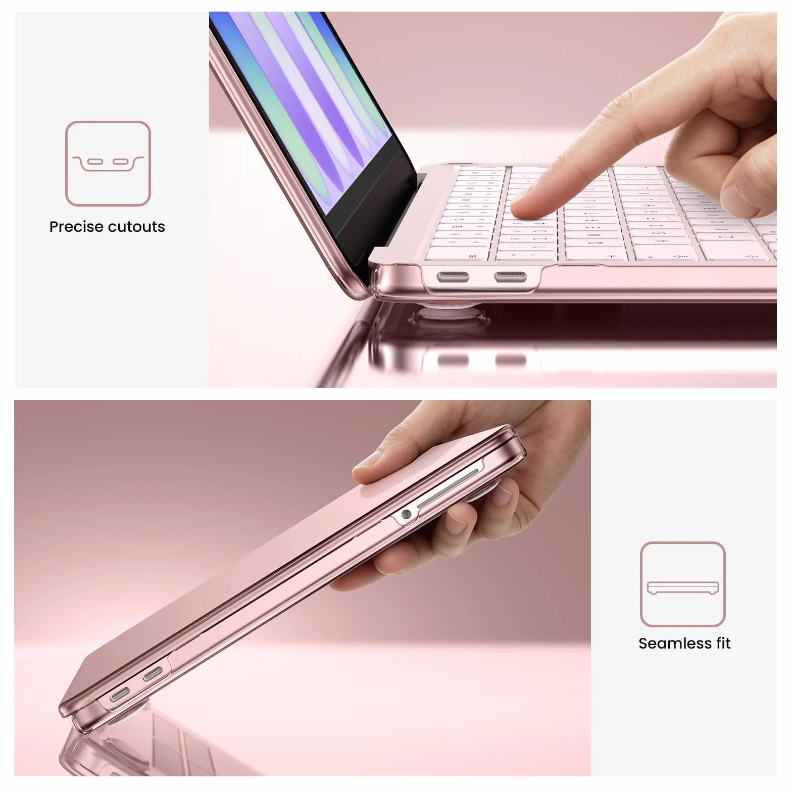 BlueSwan Coque MacBook Neo 13 Pouces 2026 A18 Pro A3404 Étui Rigide Housse Plastique Rose poudré