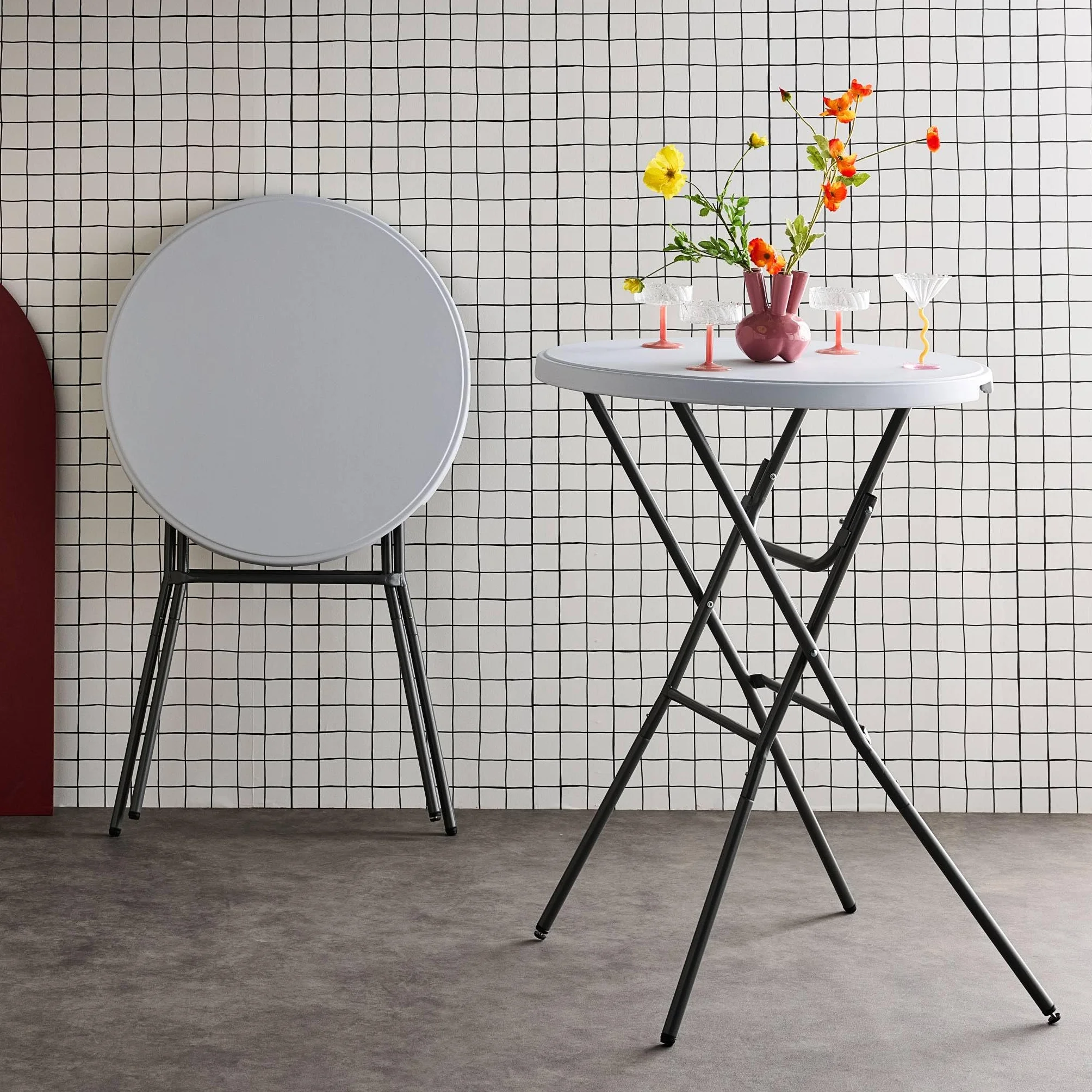 Alice's Garden Lot de 2 Tables Hautes de Réception Gala Pliables Ø80cm x 110cm