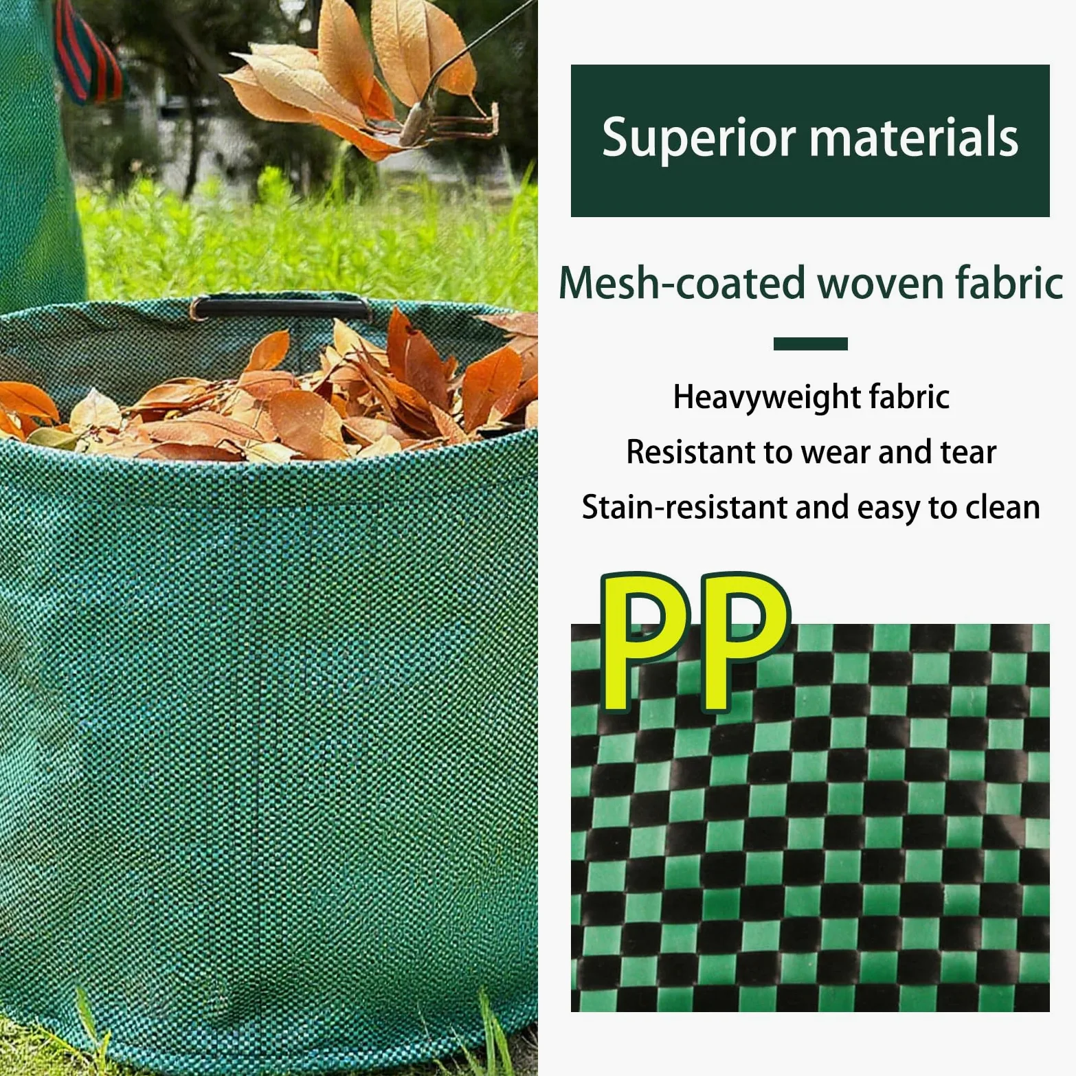 Lot de 2 sacs de jardinage réutilisables avec design standard, conteneur à déchets robustes pour pelouse et cour, capacité de 500 litres