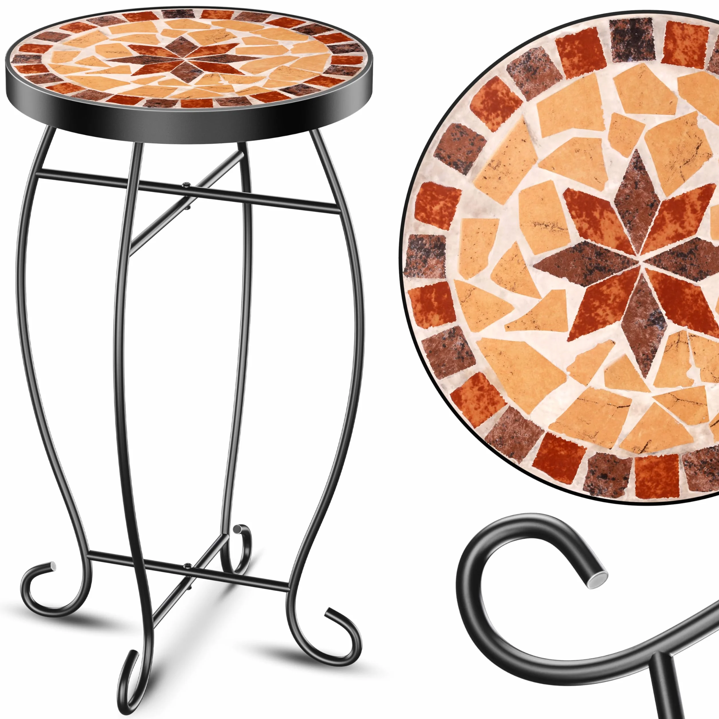 KESSER Table de bistrot ronde en mosaïque 60 x 34 cm métal jardin intérieur extérieur