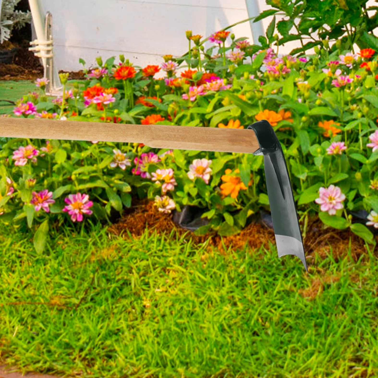 Houe de Jardin en Acier Inoxydable Robuste Lame Remplaçable pour Creuser le Sol et Désherber Efficacement au Potager