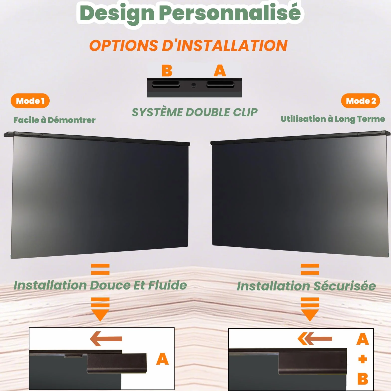 Filtre de Confidentialité Amovible 27 Pouces 16:9 Anti-Reflet HD Anti-Éblouissement Anti-Lumière Bleue pour Moniteur 61,3 x 36,9 cm