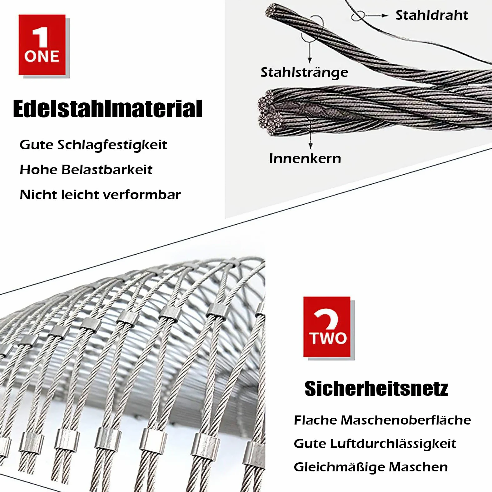 Filet de Corde en Acier Inoxydable 304, 3.3x10ft Filets pour Jardin, Grillage Métallique pour Cloture Exterieur Jardin Balcon Filet Garde Corps Voliere Poule Mouton Terrain de Football 1x3m